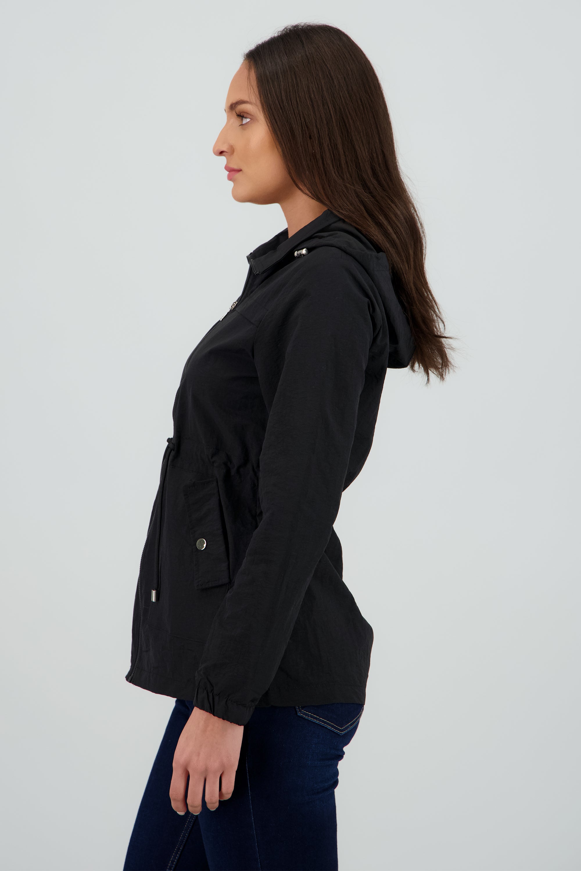 Gabardina con gorro det jareta NEGRO