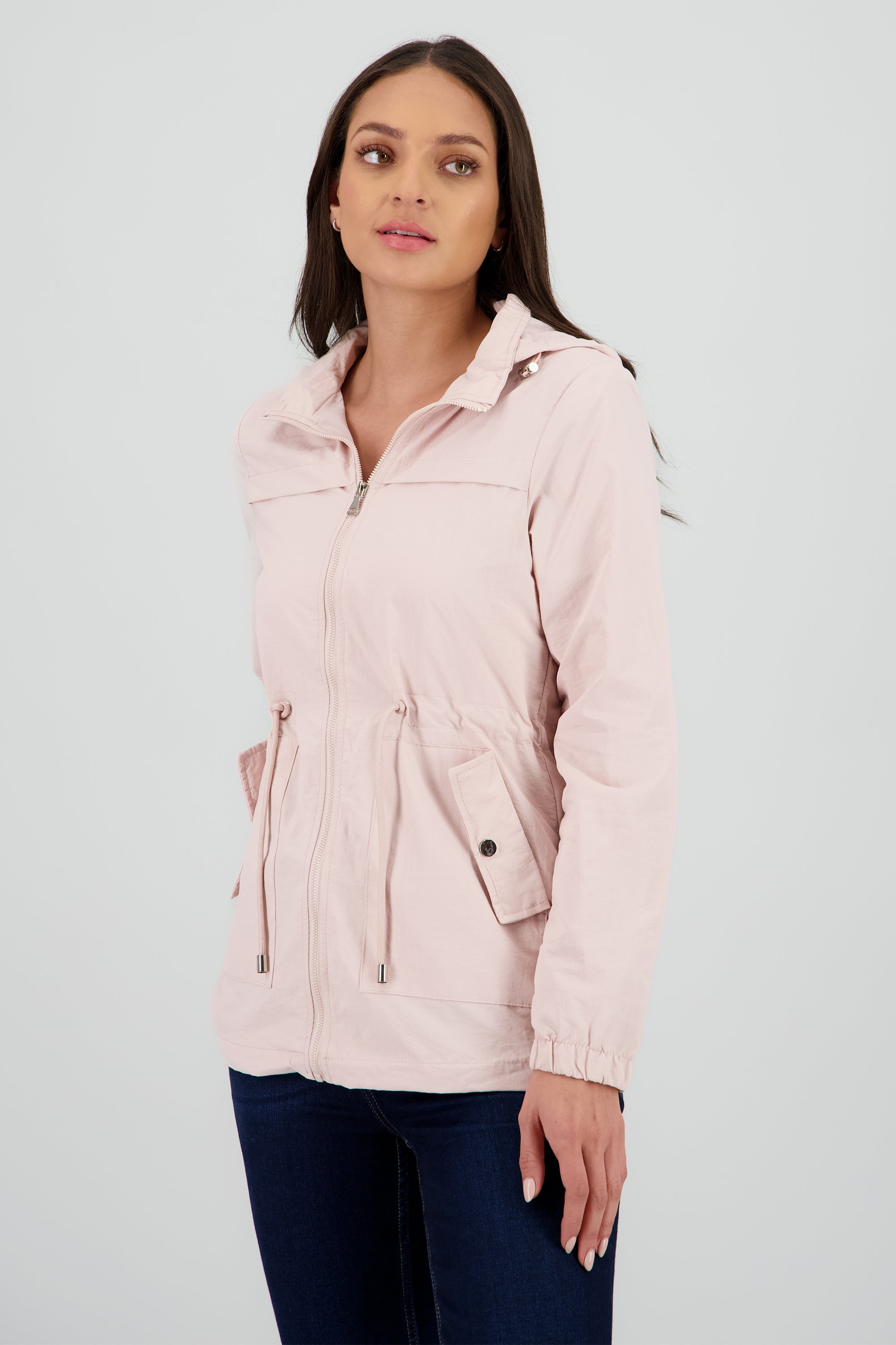 Gabardina con gorro det jareta PALO DE ROSA