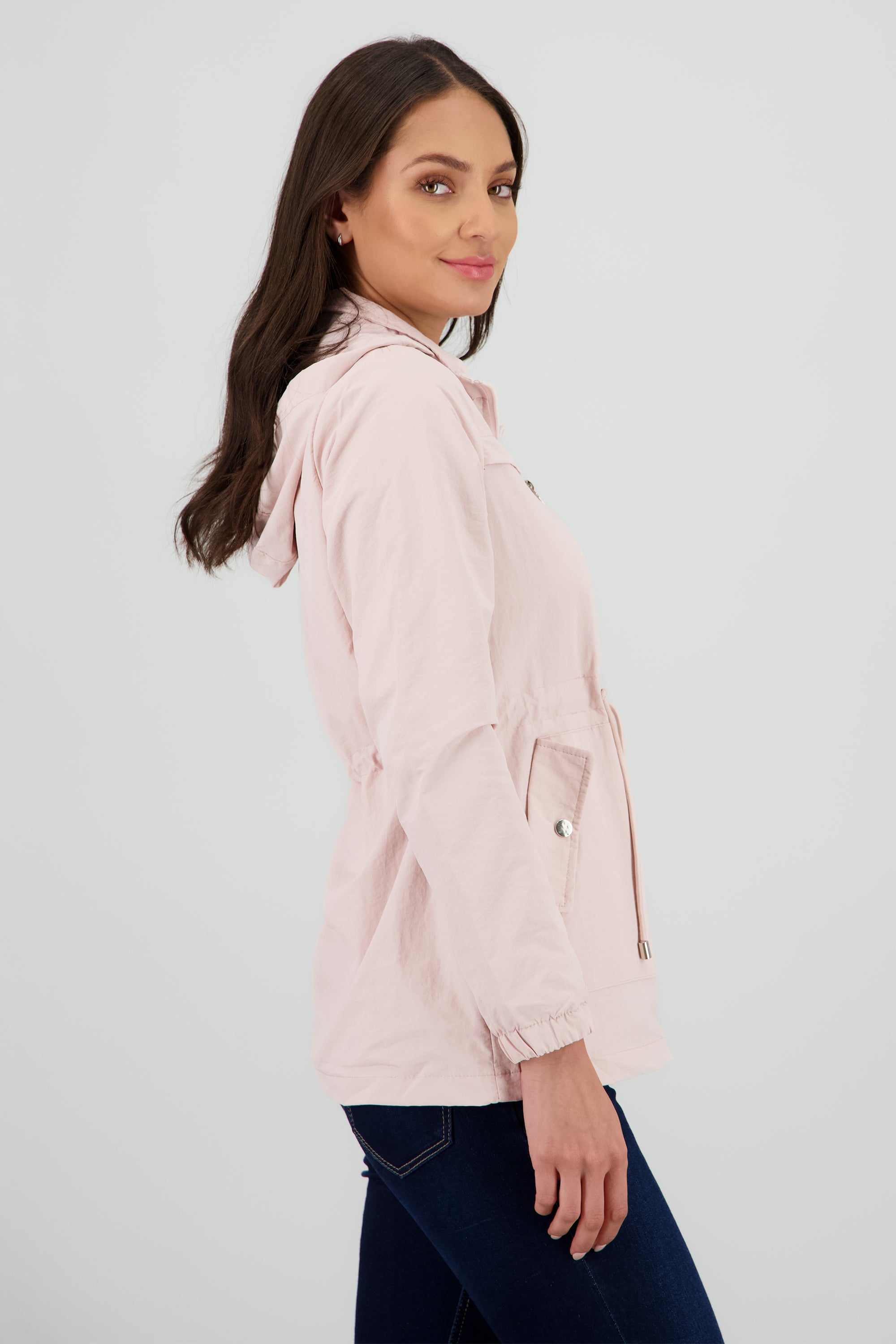 Gabardina con gorro det jareta PALO DE ROSA