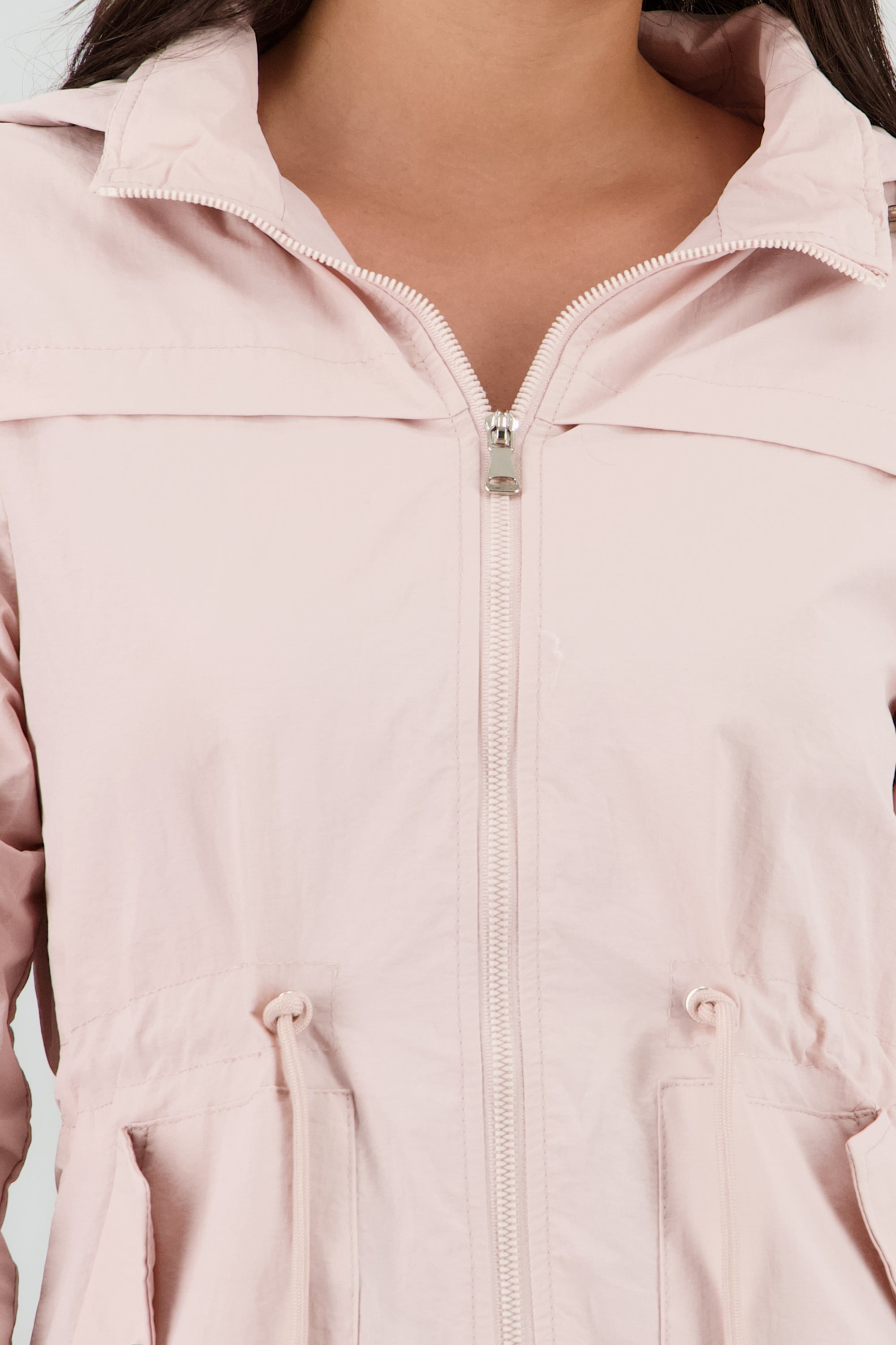Gabardina con gorro det jareta PALO DE ROSA
