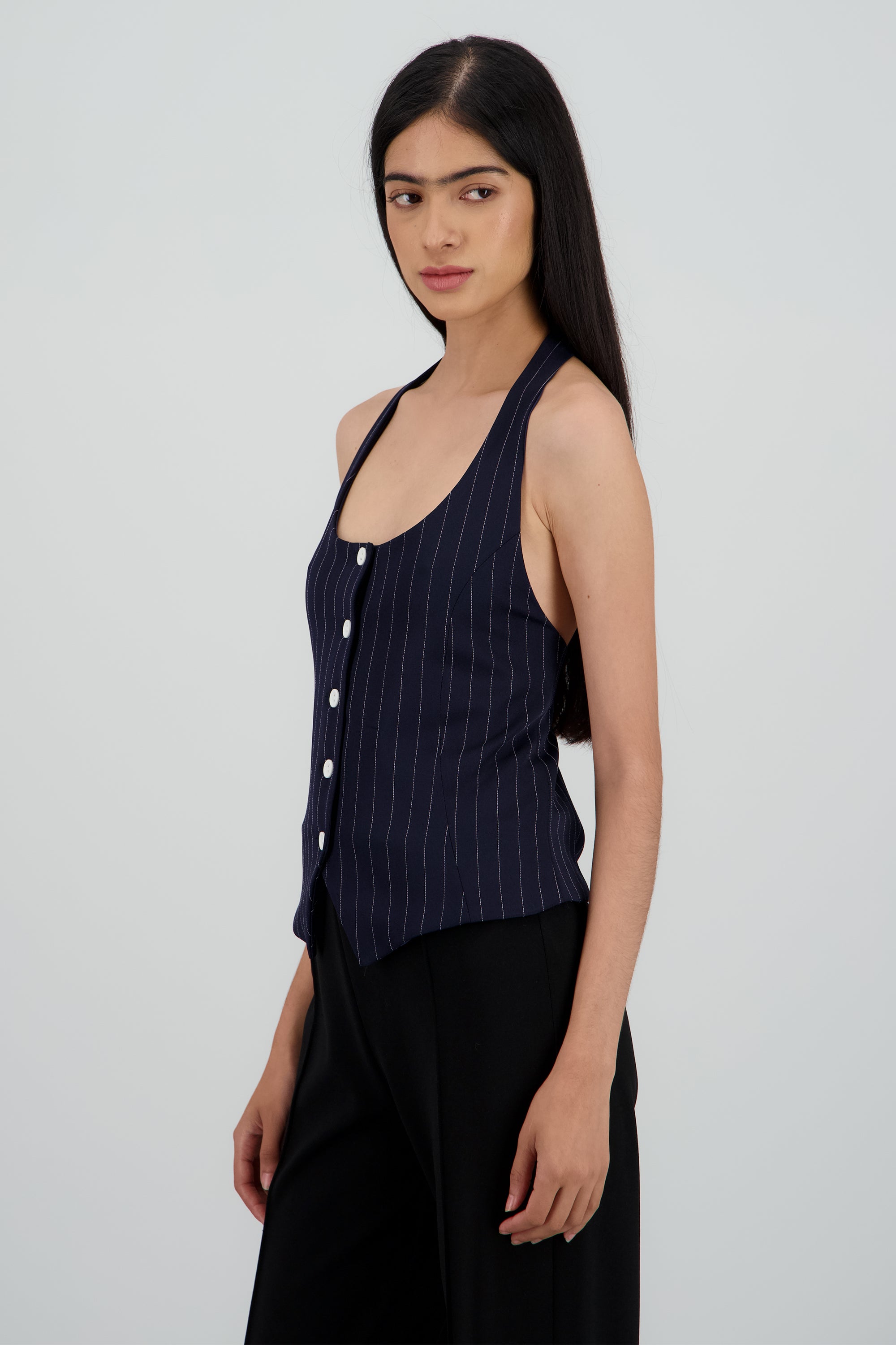 Top halter sastreado detalle botones MARINO COMBO