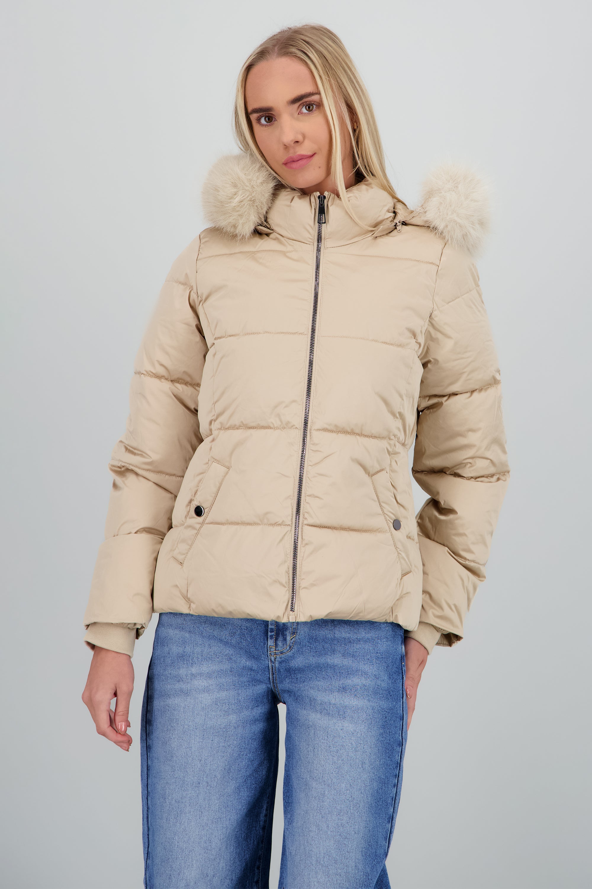 Chamarra puffer det peluche BEIGE