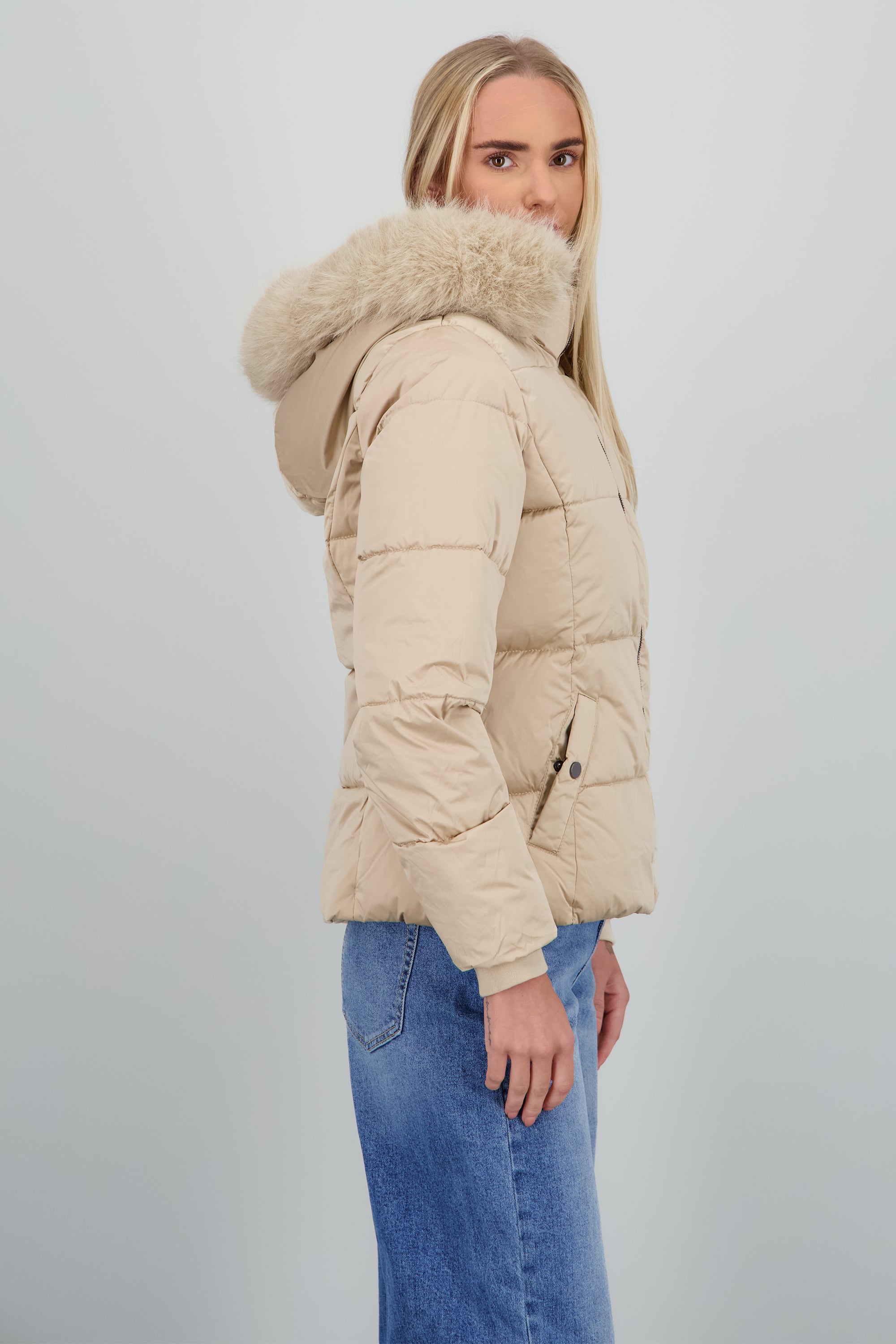 Chamarra puffer det peluche BEIGE