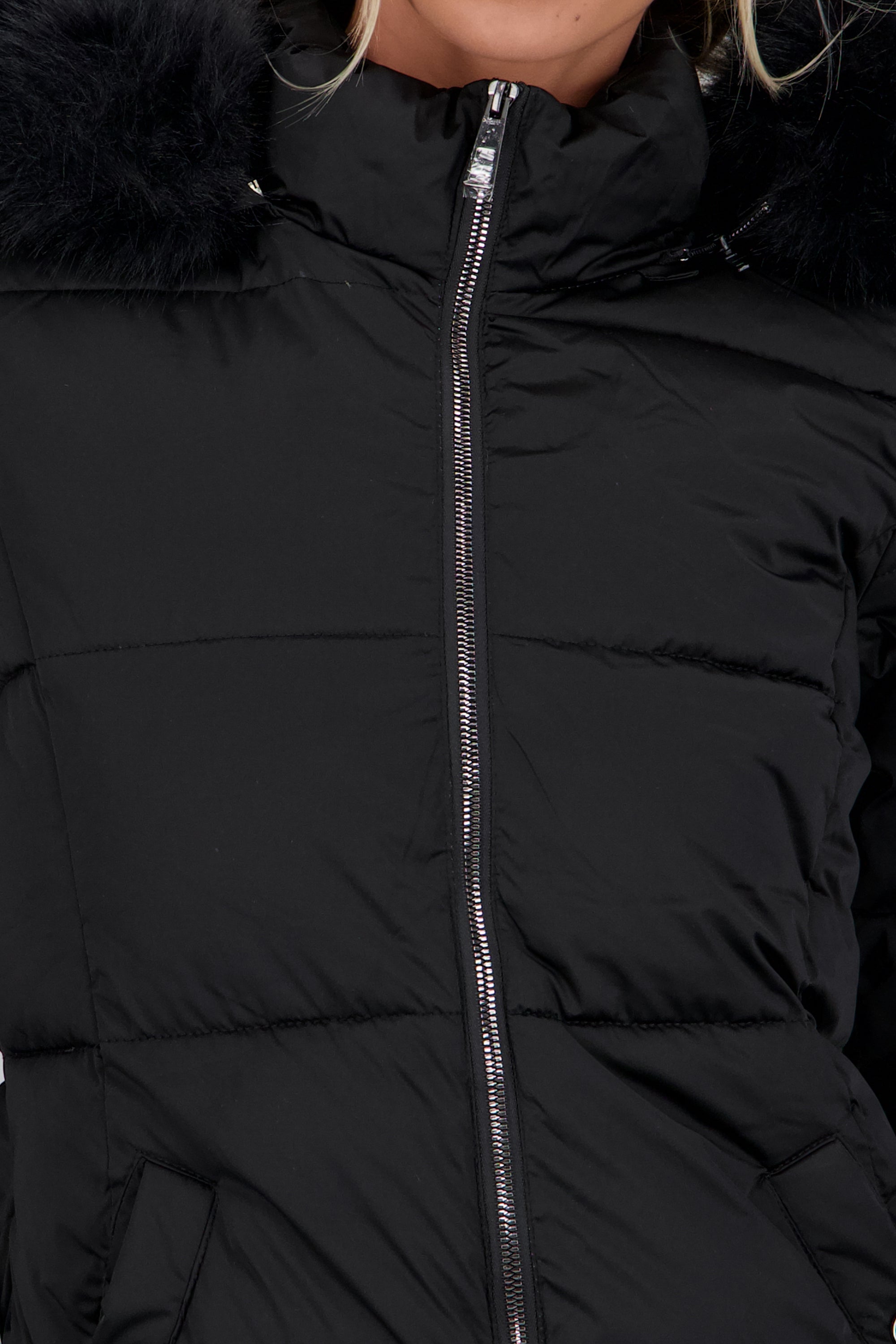 Chamarra puffer det peluche NEGRO