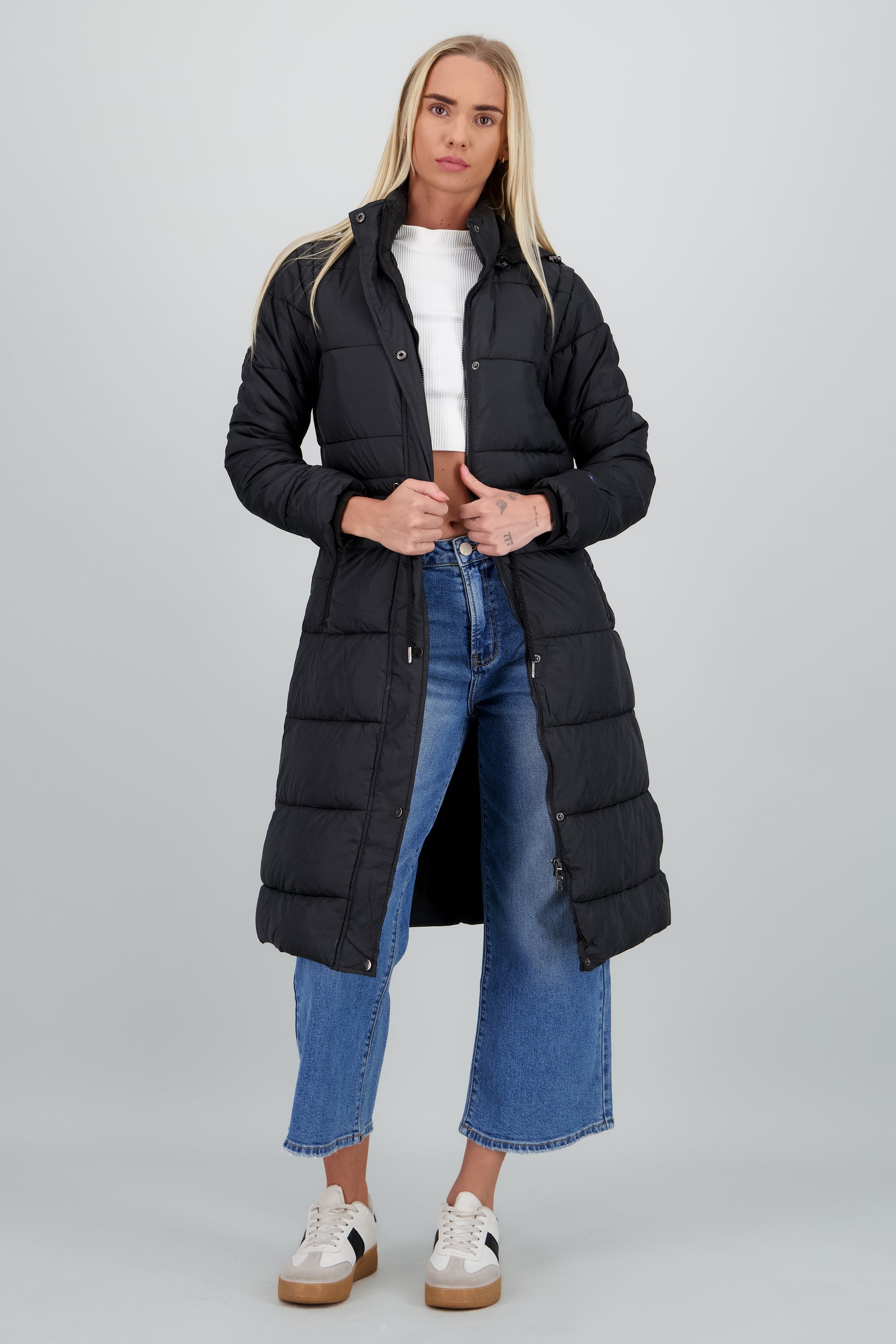 Chamarra puffer larga NEGRO