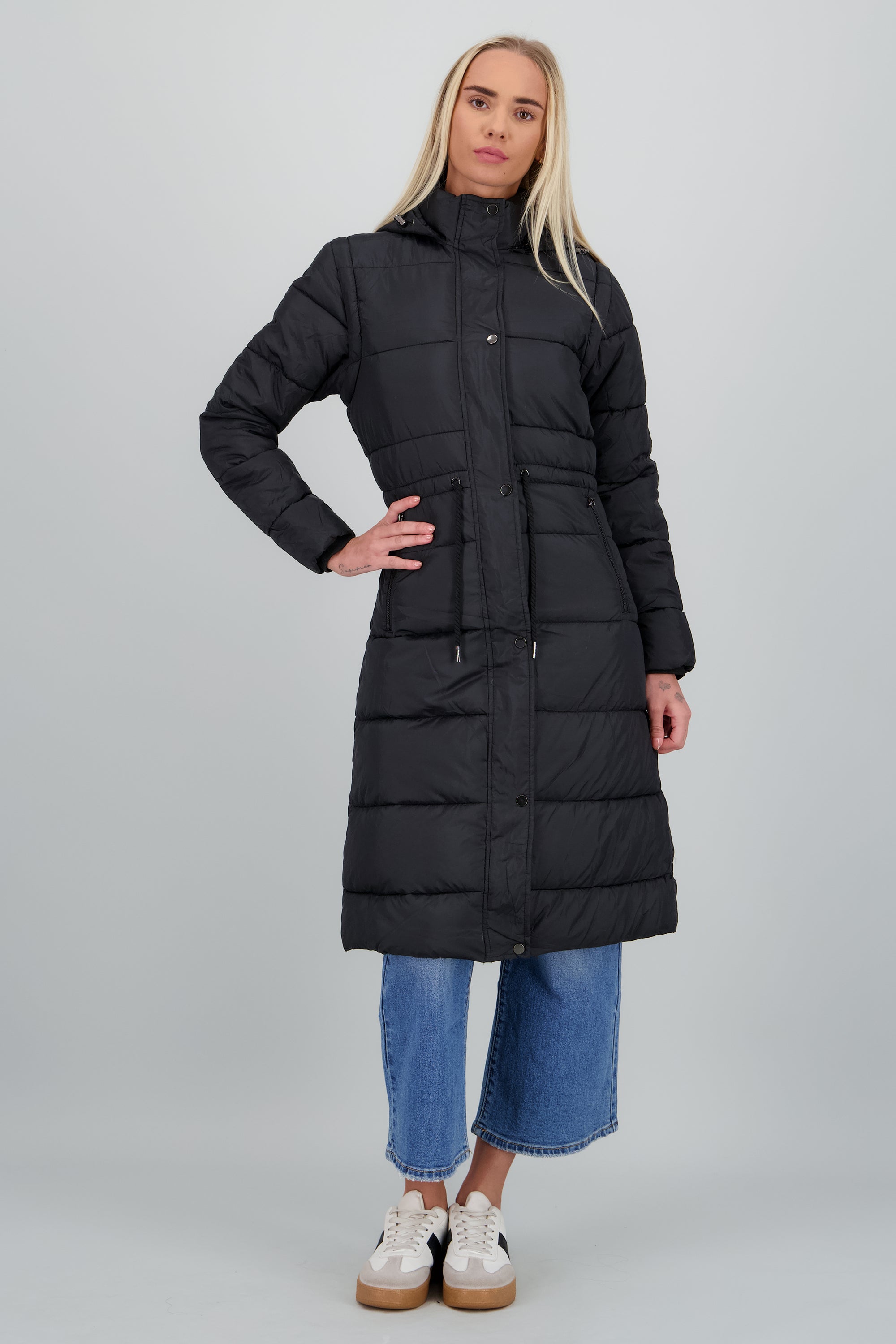 Chamarra puffer larga NEGRO