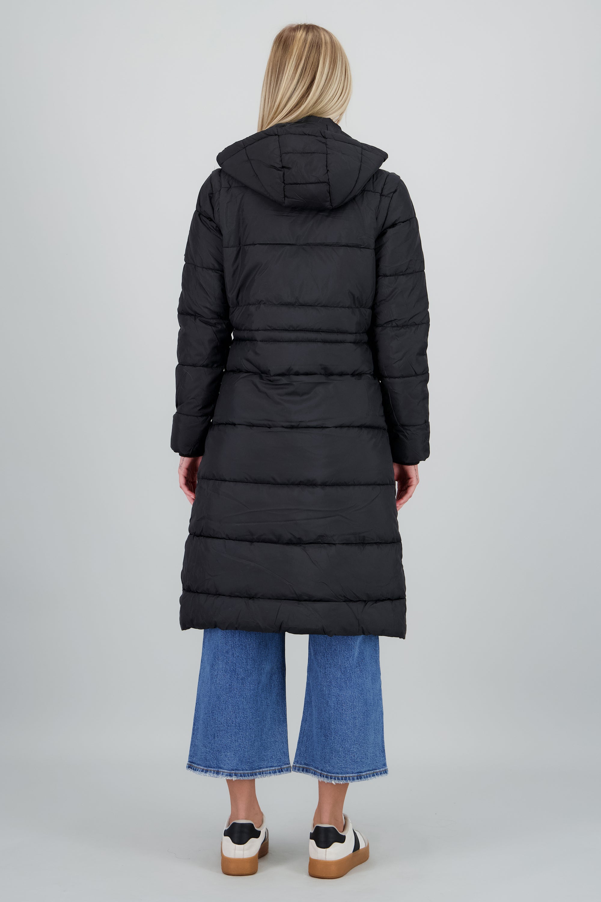 Chamarra puffer larga NEGRO