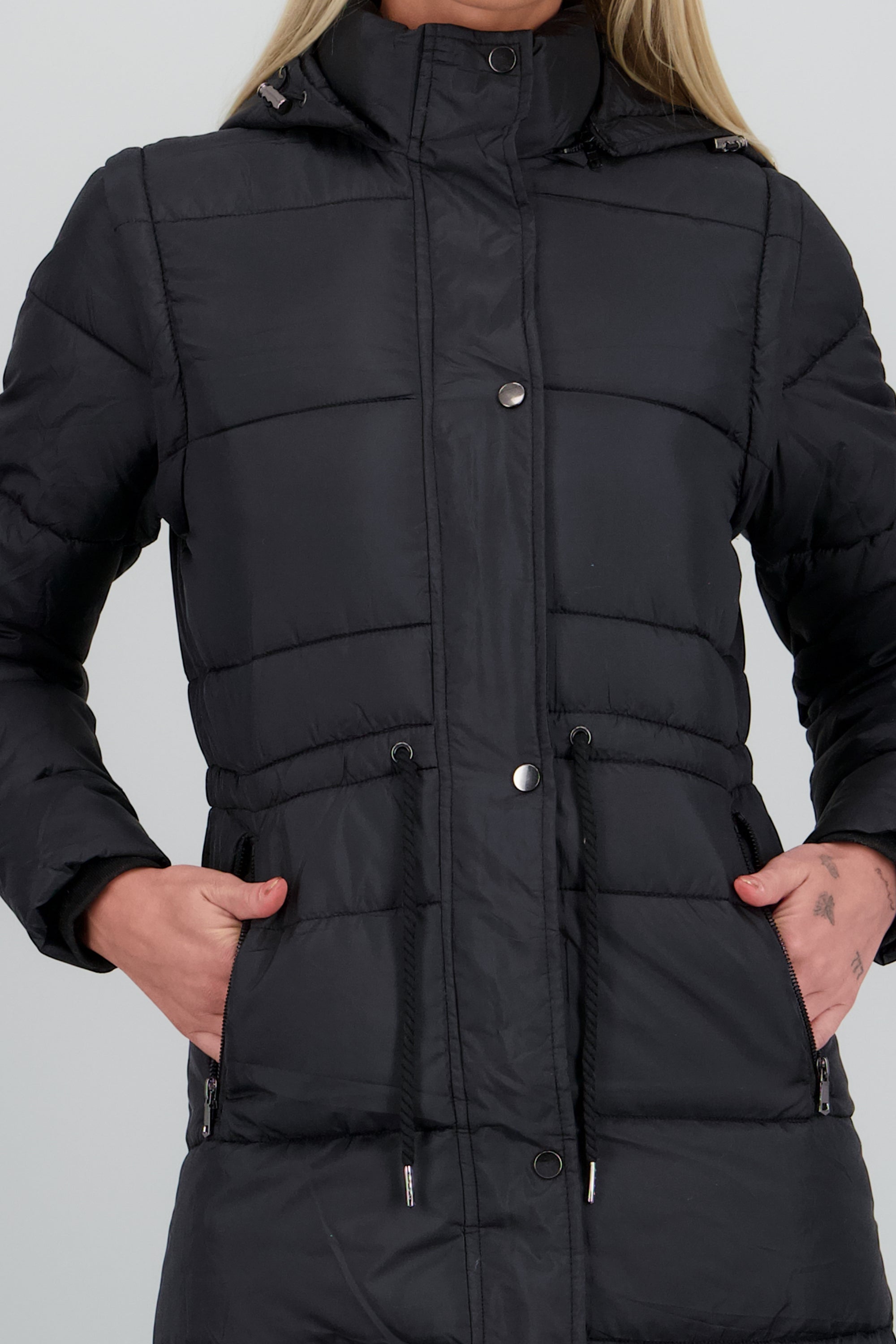 Chamarra puffer larga NEGRO