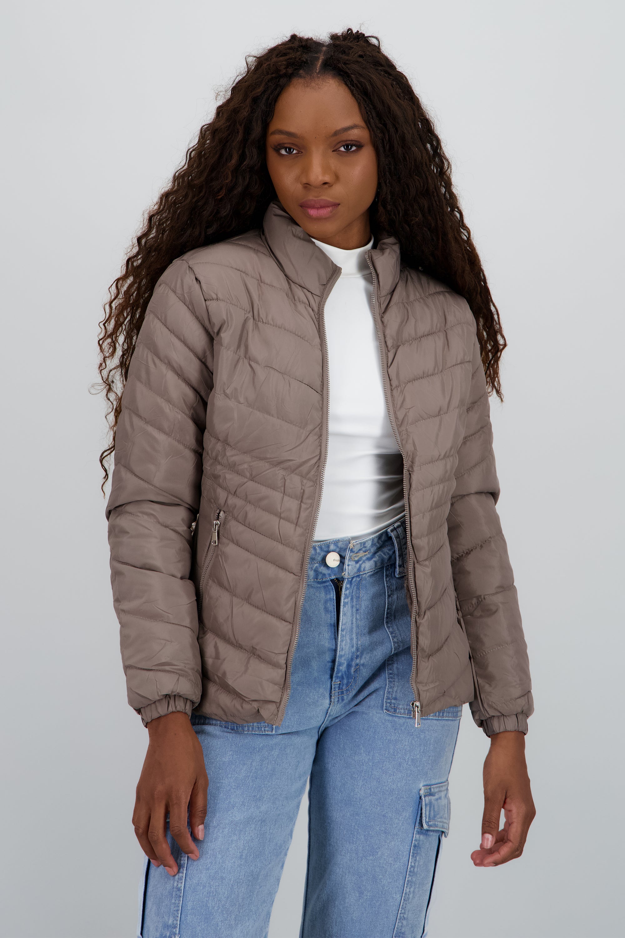 Chamarra puffer corta TAUPE