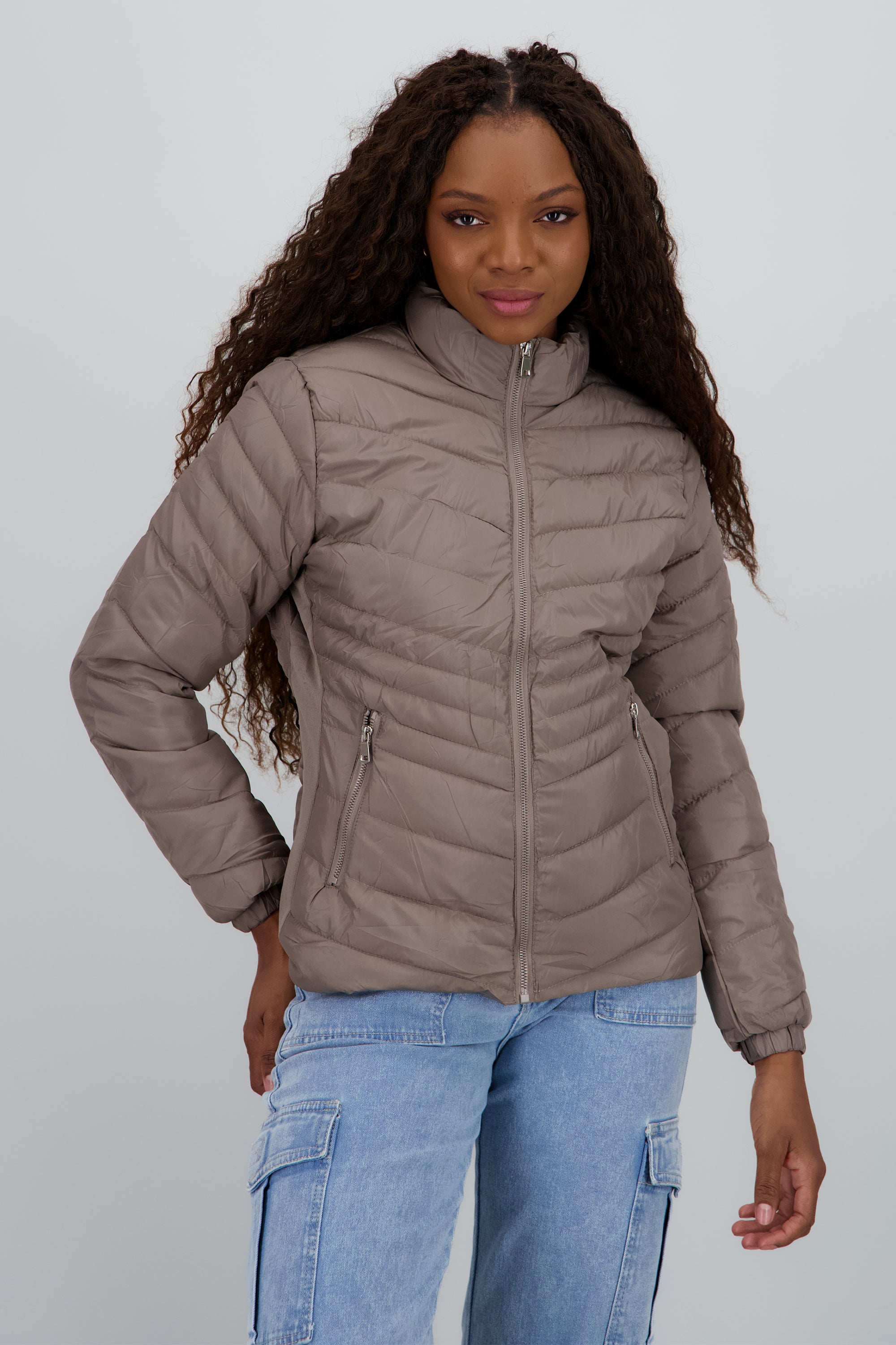 Chamarra puffer corta TAUPE