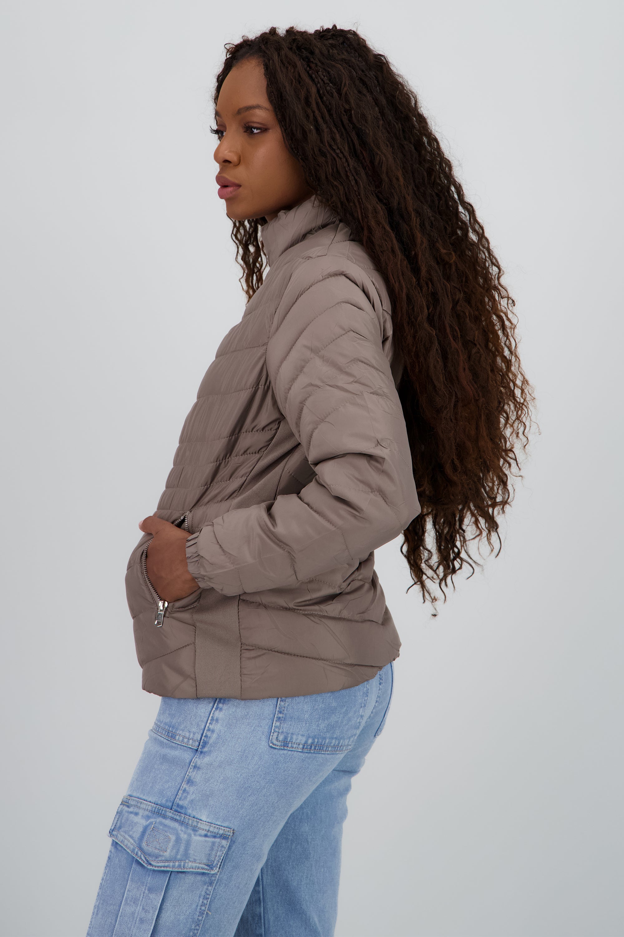 Chamarra puffer corta TAUPE