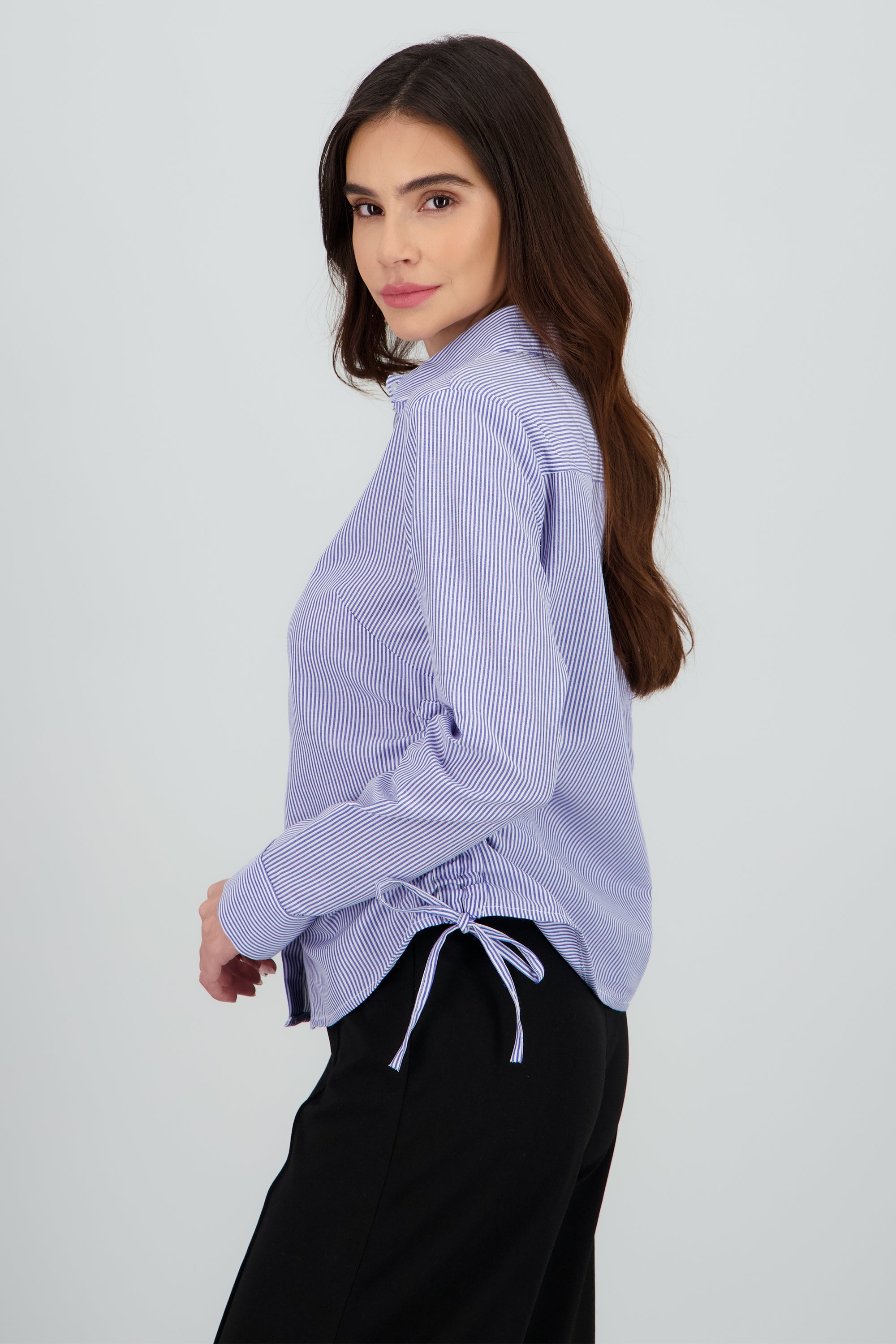 Camisa m/l detalle jaretas AZUL COMBO