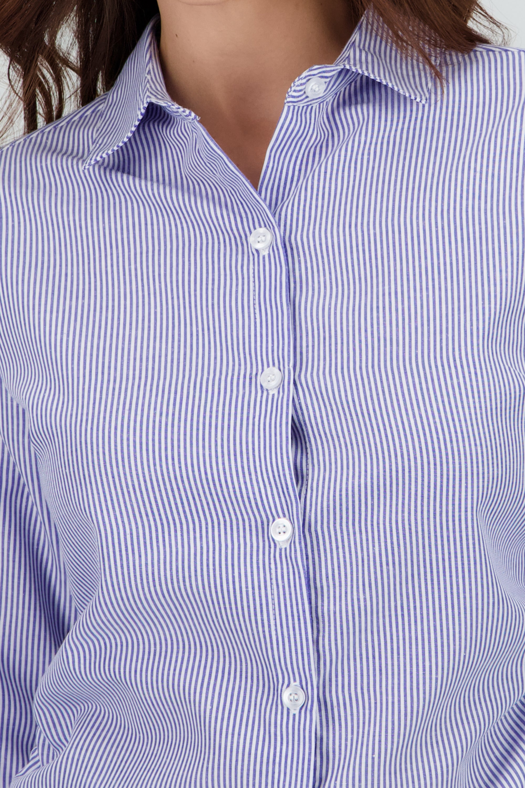 Camisa m/l detalle jaretas AZUL COMBO
