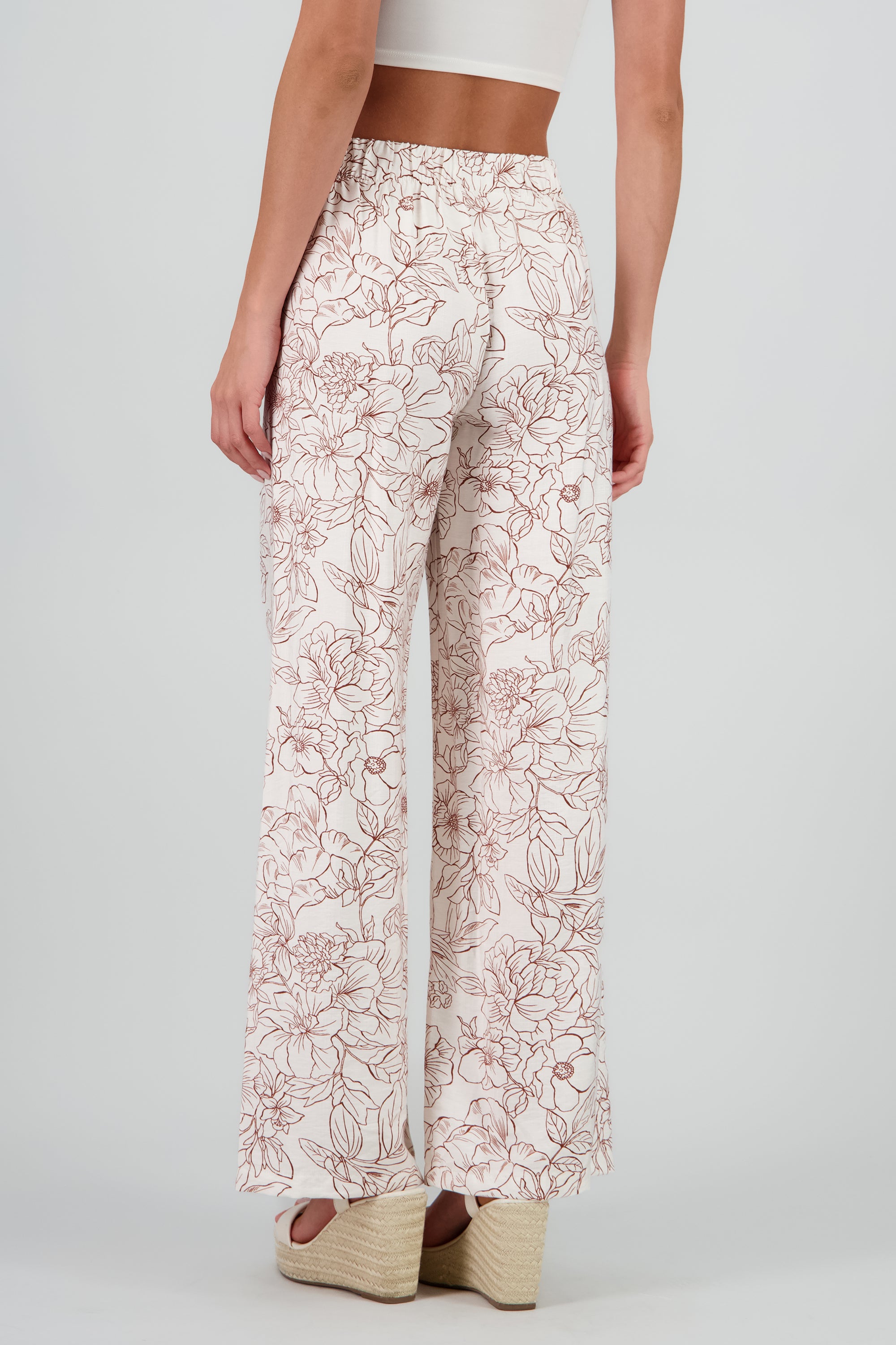 Pantalones amplio estampado flores CAFE COMBO