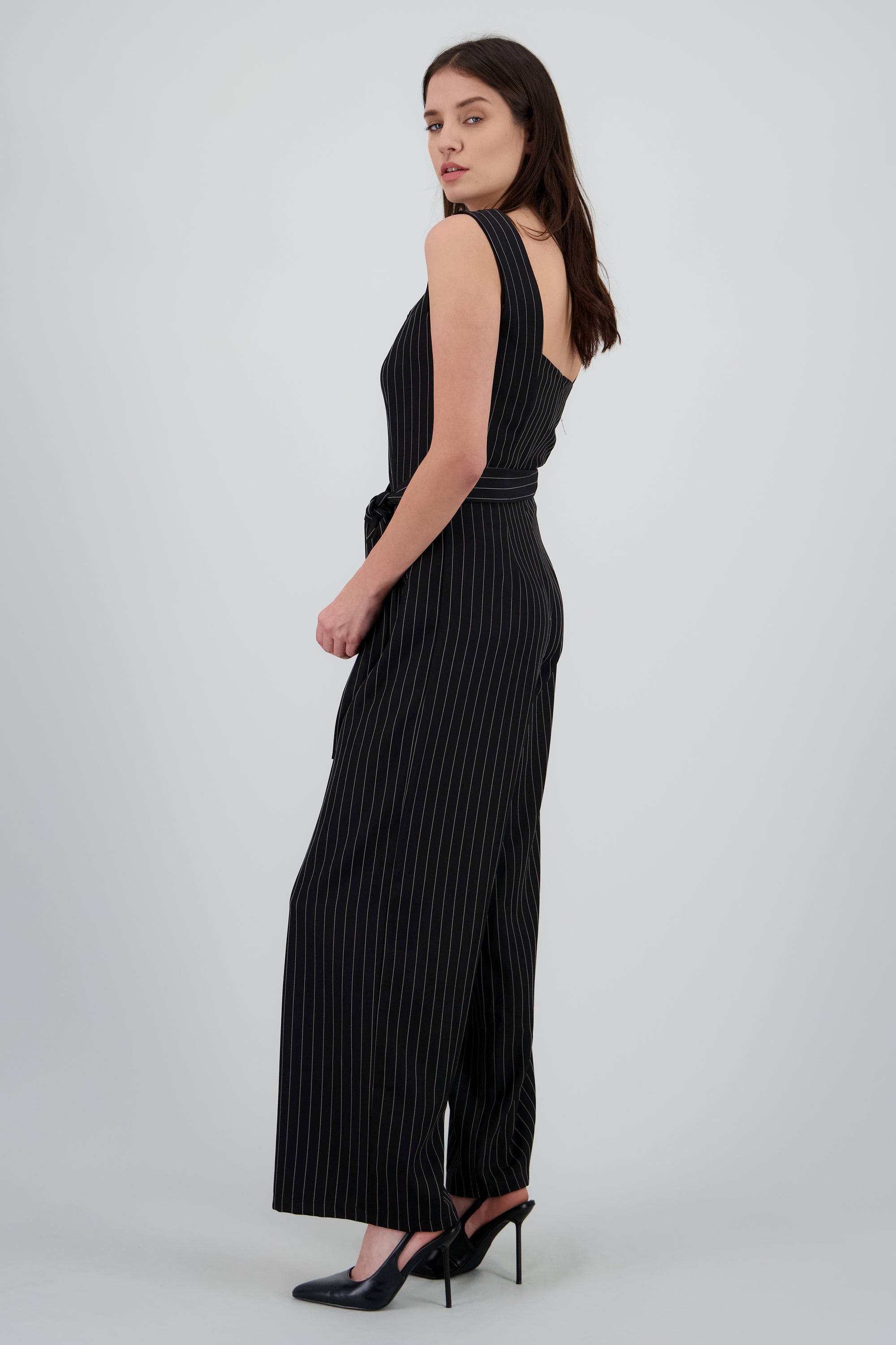 Jumpsuit escote cuadrado estampado rayas NEGRO COMBO