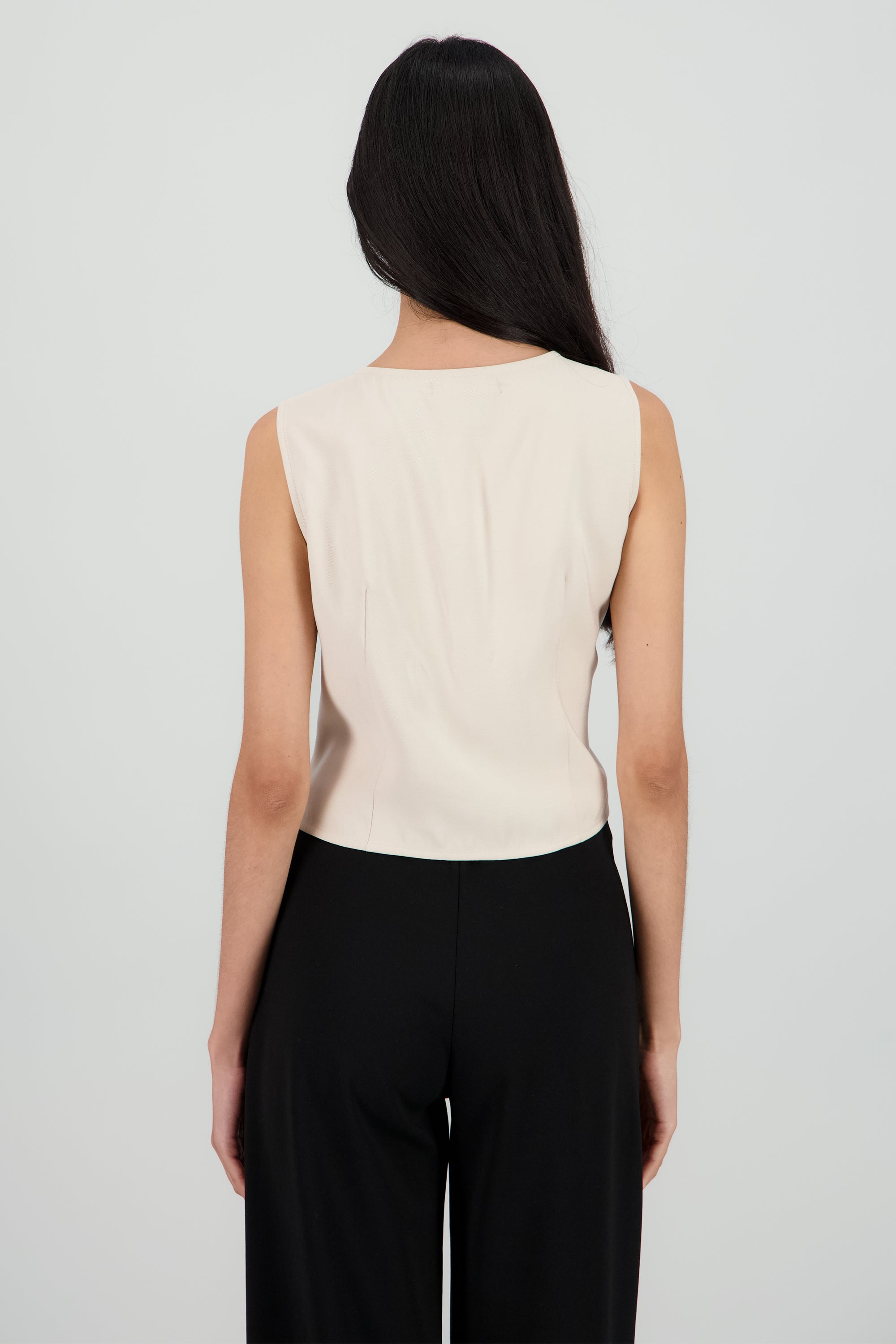 Chaleco liso botones BEIGE