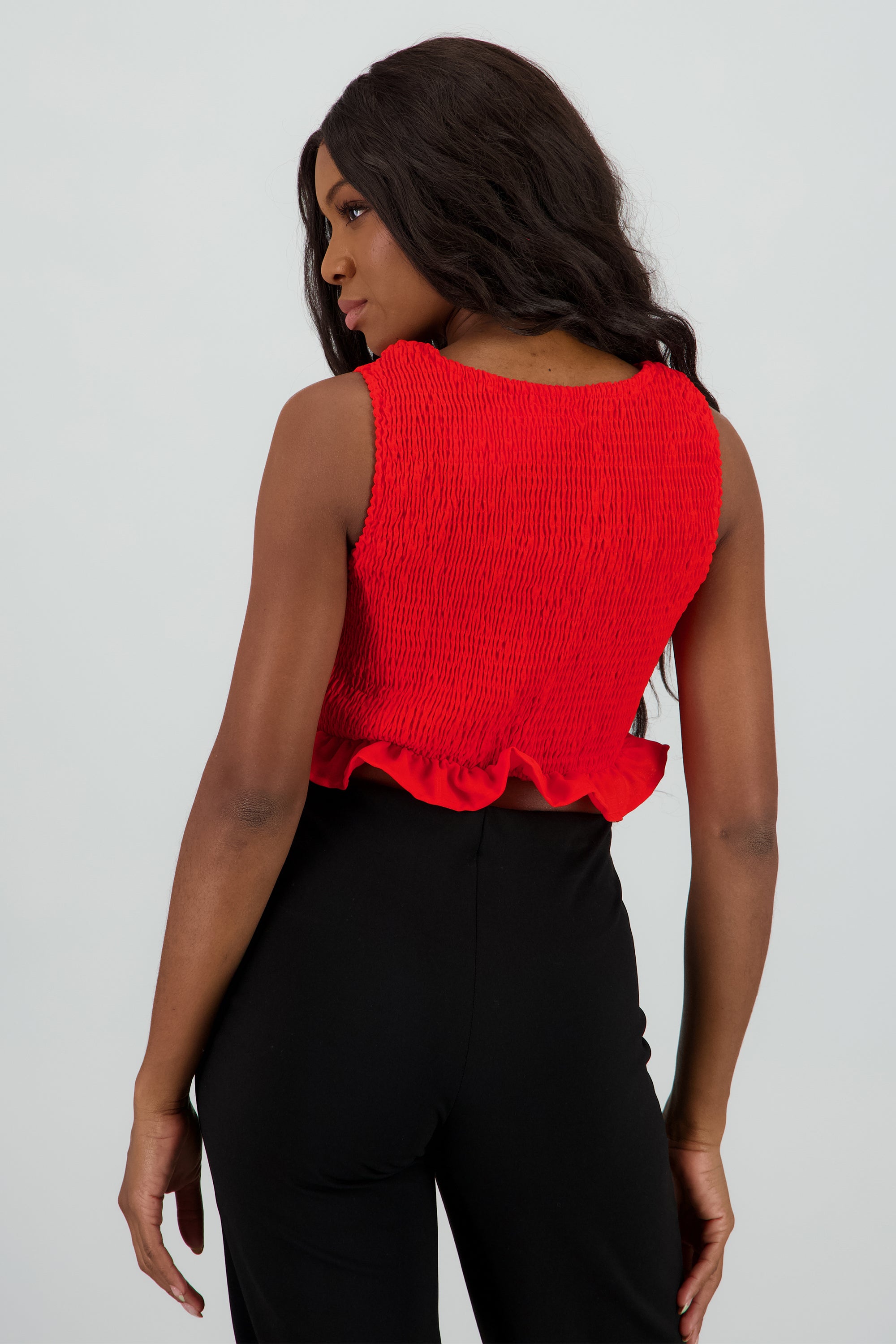 Top con smock lazos ROJO