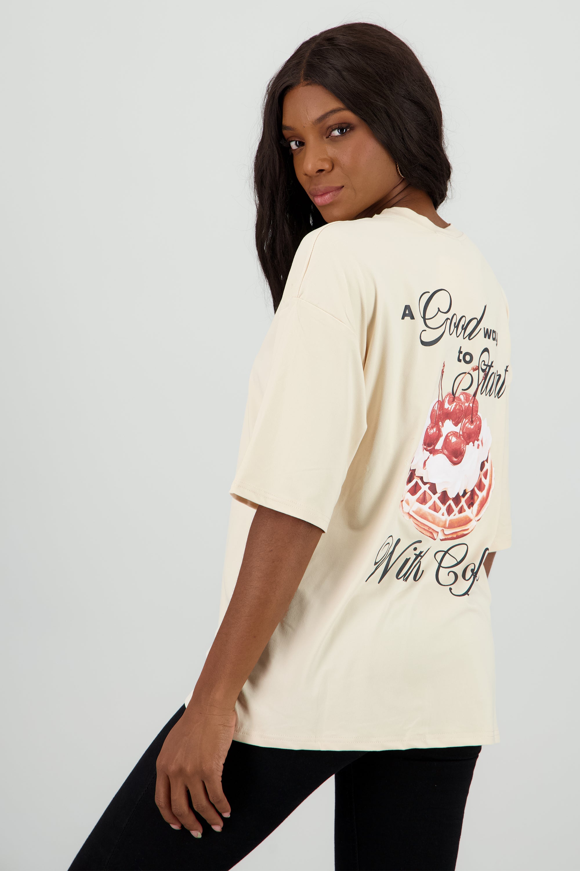 Playera estampada A good way BEIGE