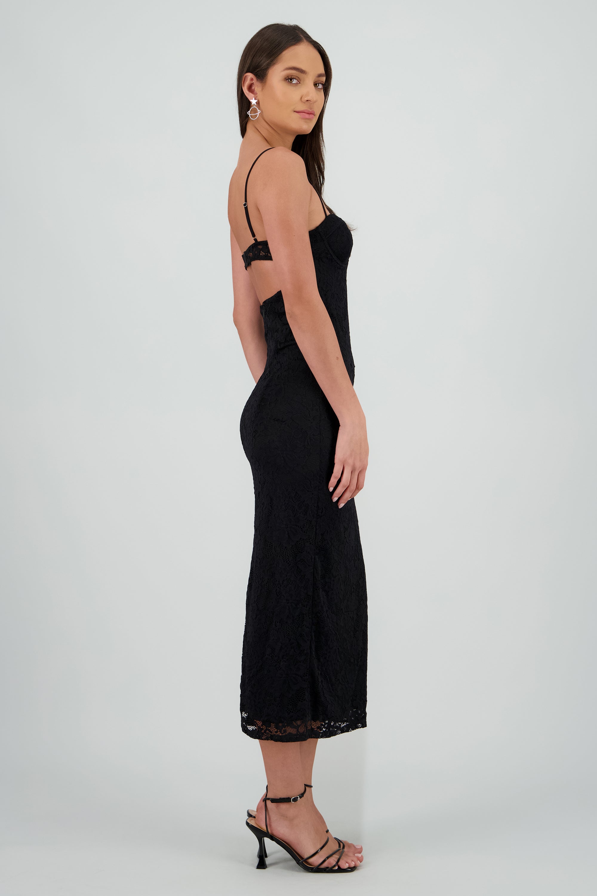 Vestido encaje con copas NEGRO