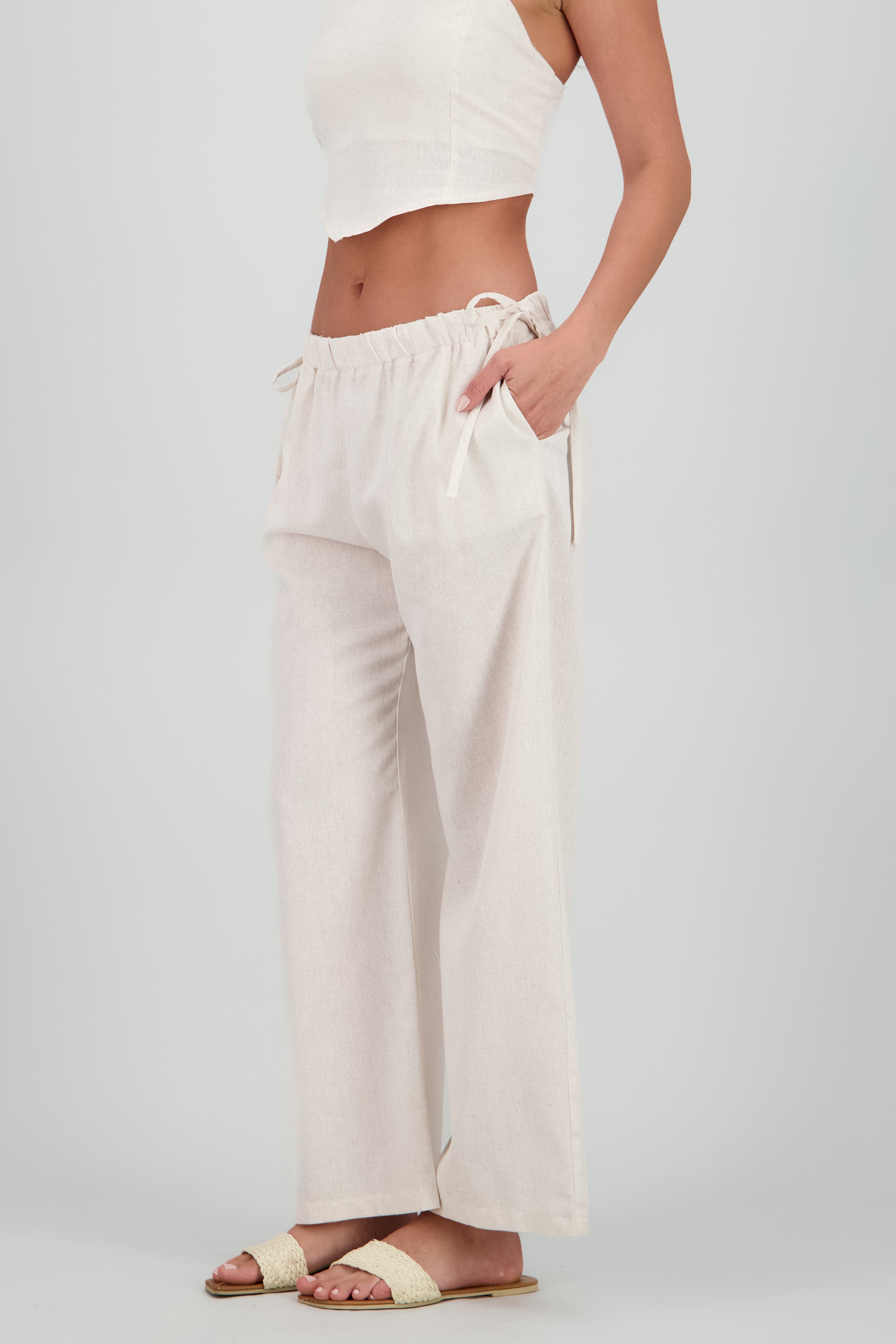 Pantalon jaretas cintura HUESO