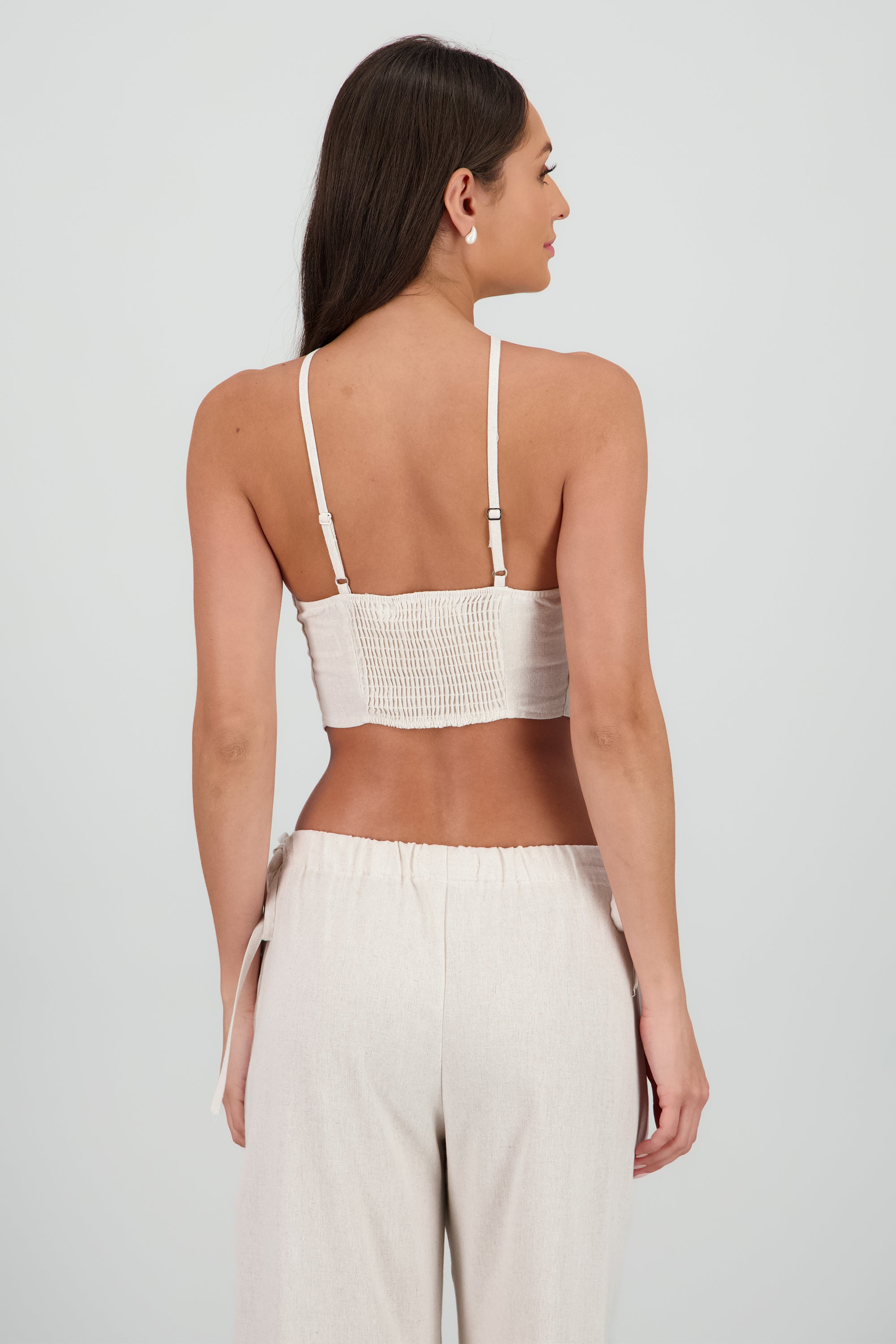 Top cuentas halter HUESO