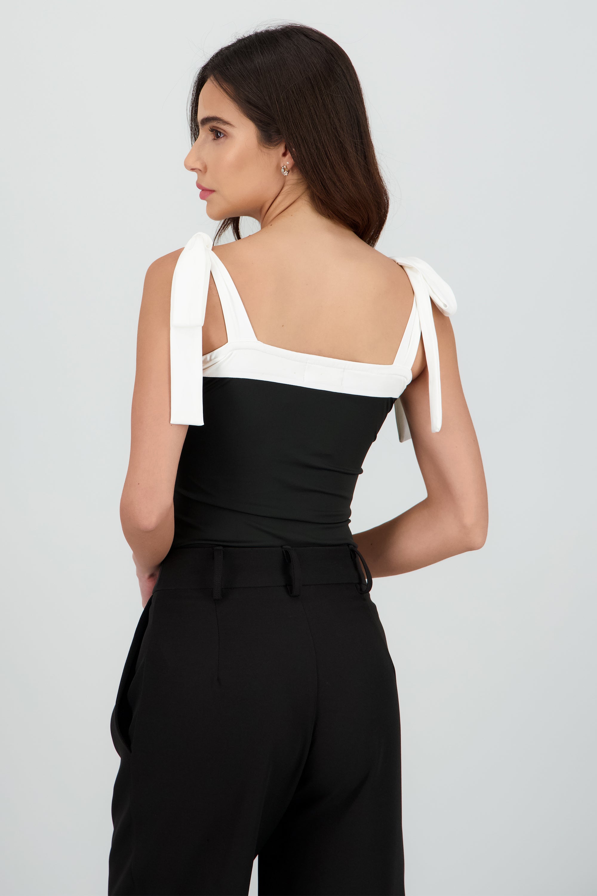 Bodysuit moños amarre contraste NEGRO COMBO