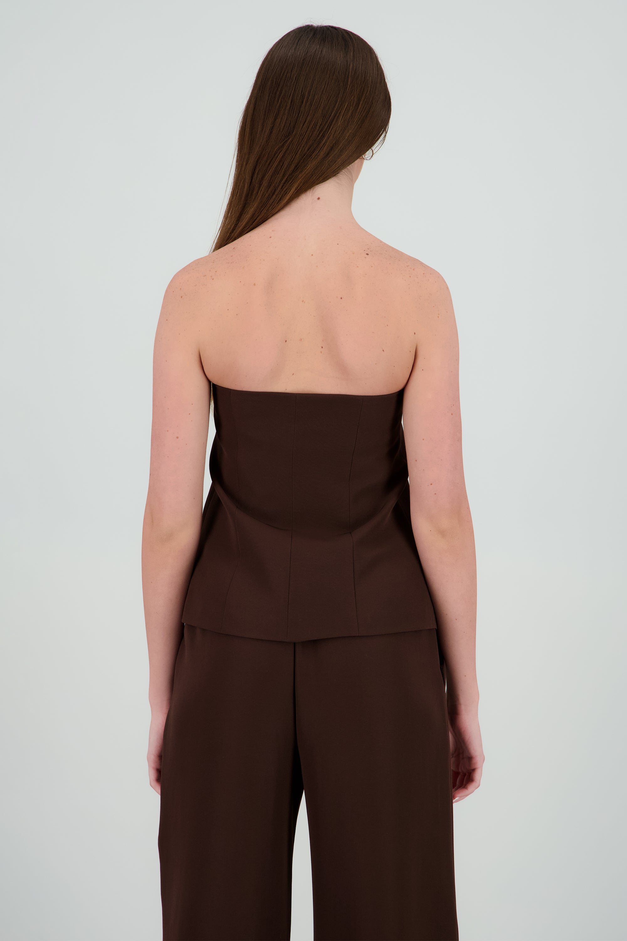 Top sastre strapless botones CHOCOLATE
