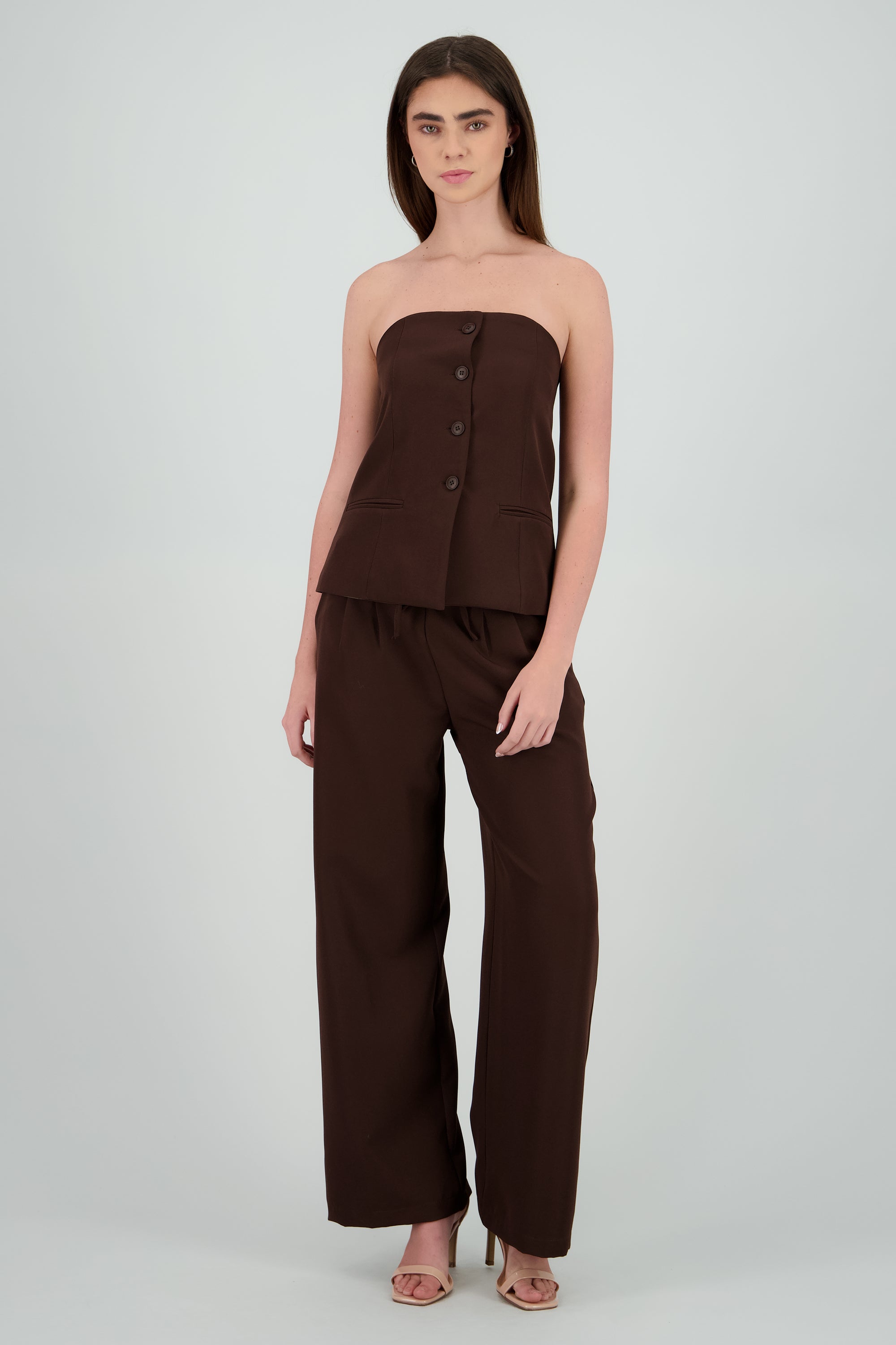 Pantalon sastreado pretina sport CHOCOLATE