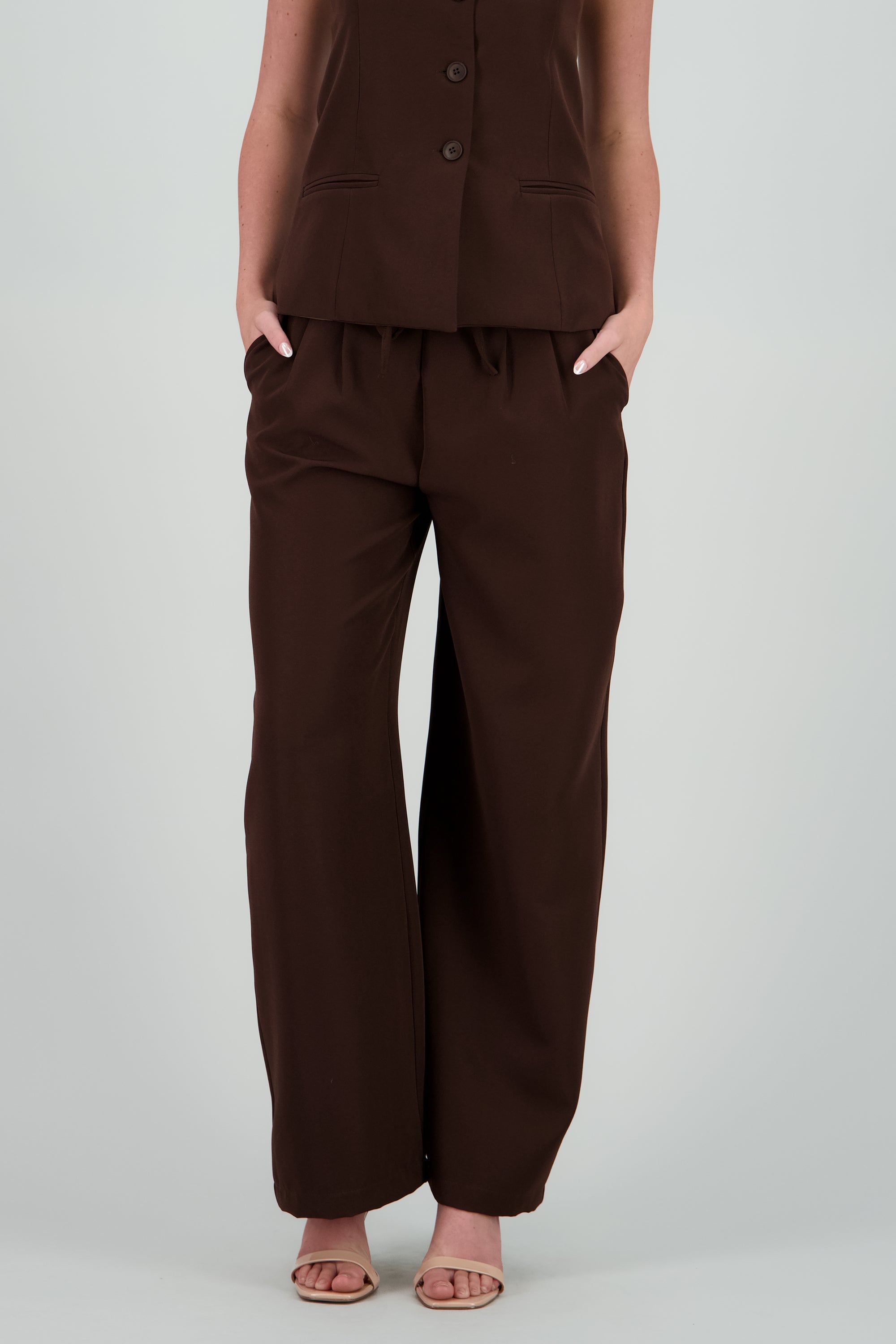 Pantalon sastreado pretina sport CHOCOLATE