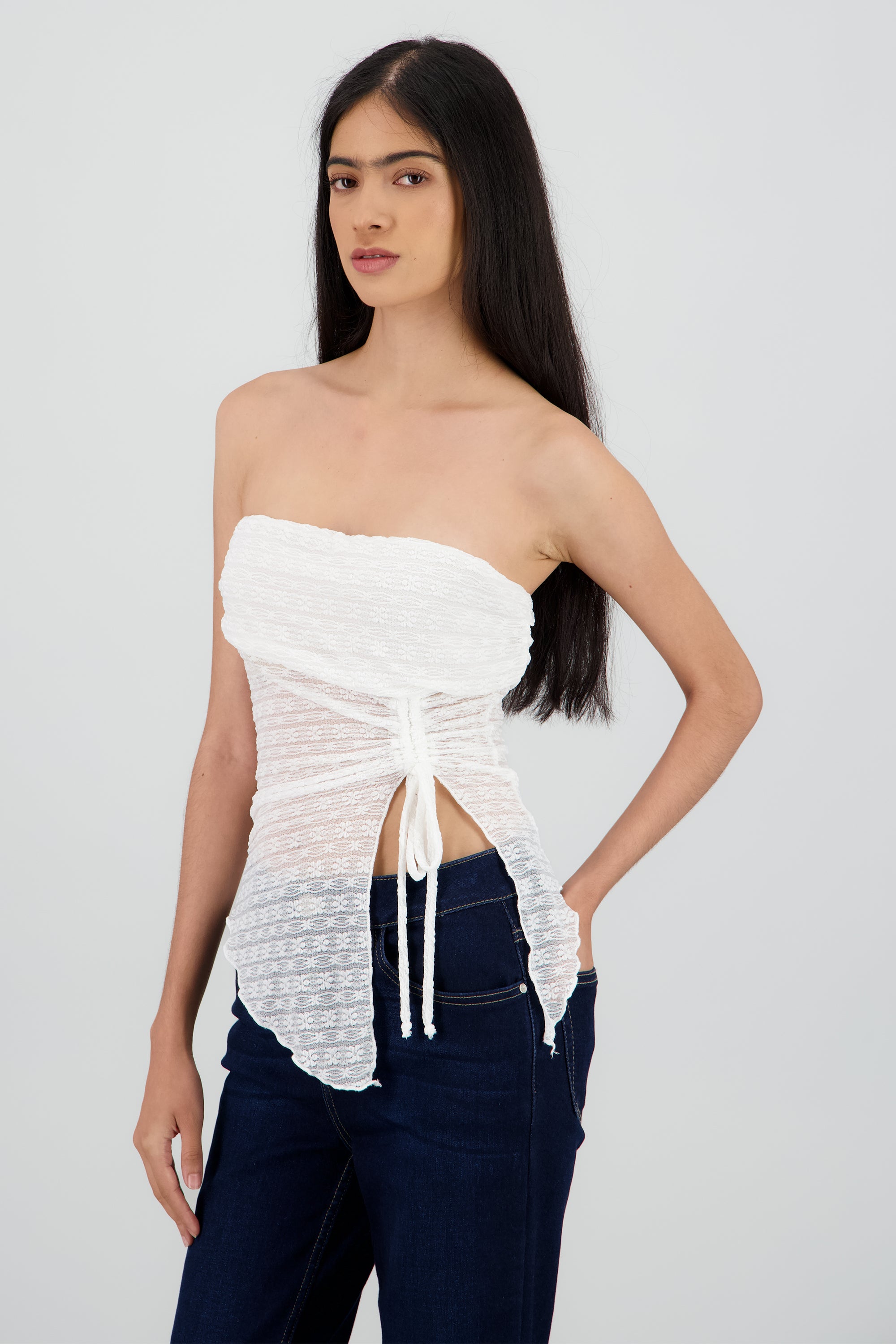 Top bandeau encaje BLANCO