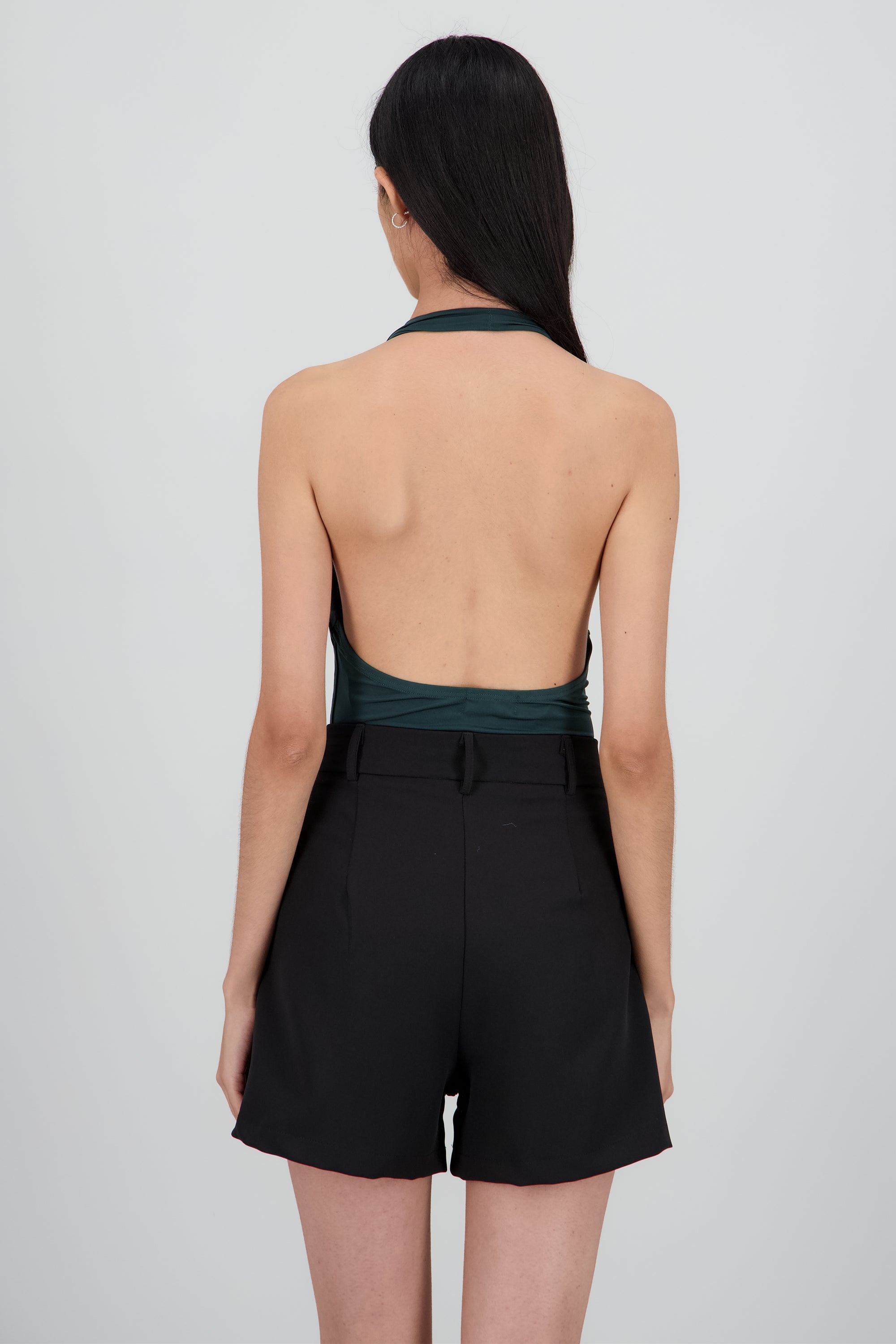 Body escote cascada cuello halter VERDE CAZADOR