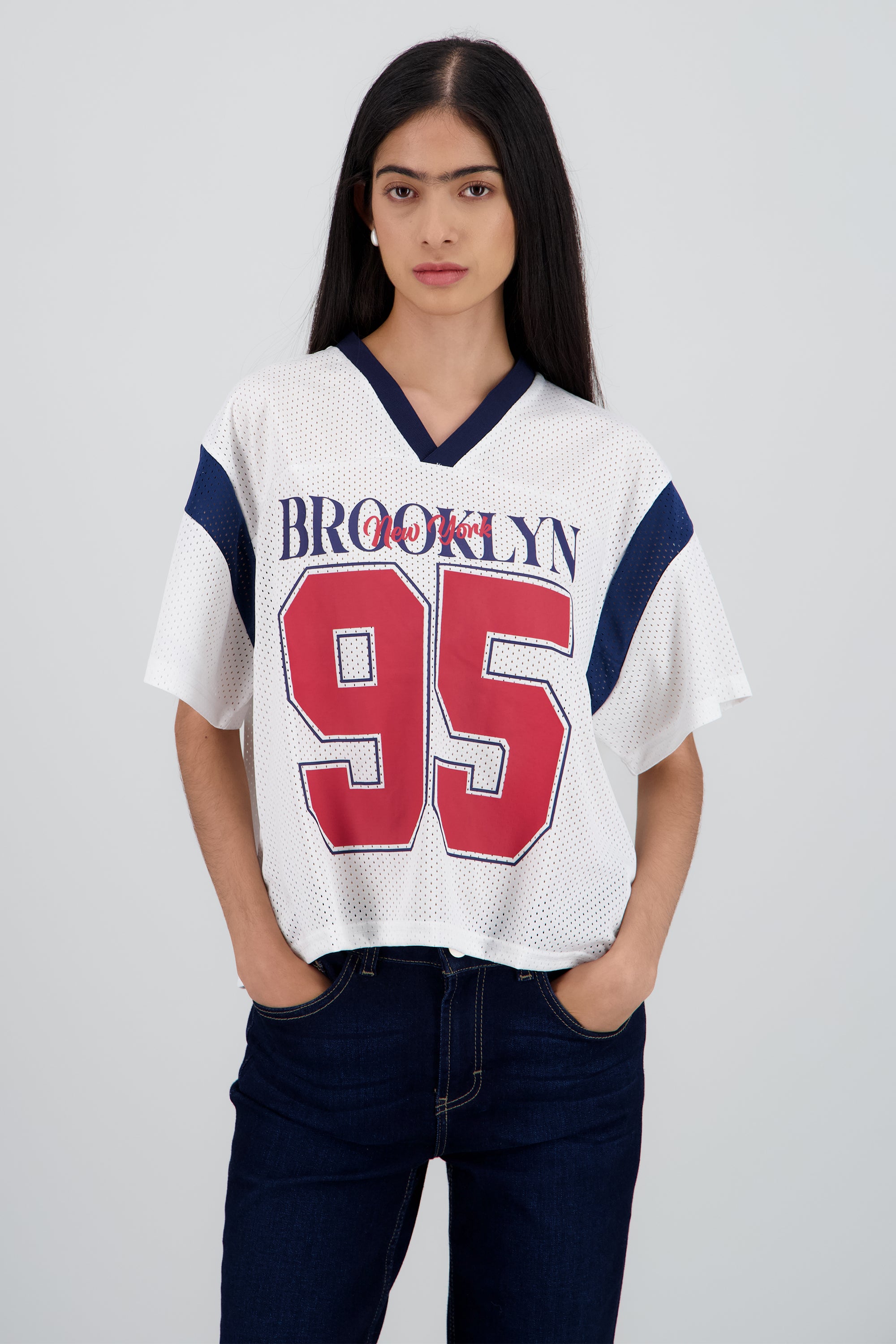 Playera deportiva contraste HUESO COMBO