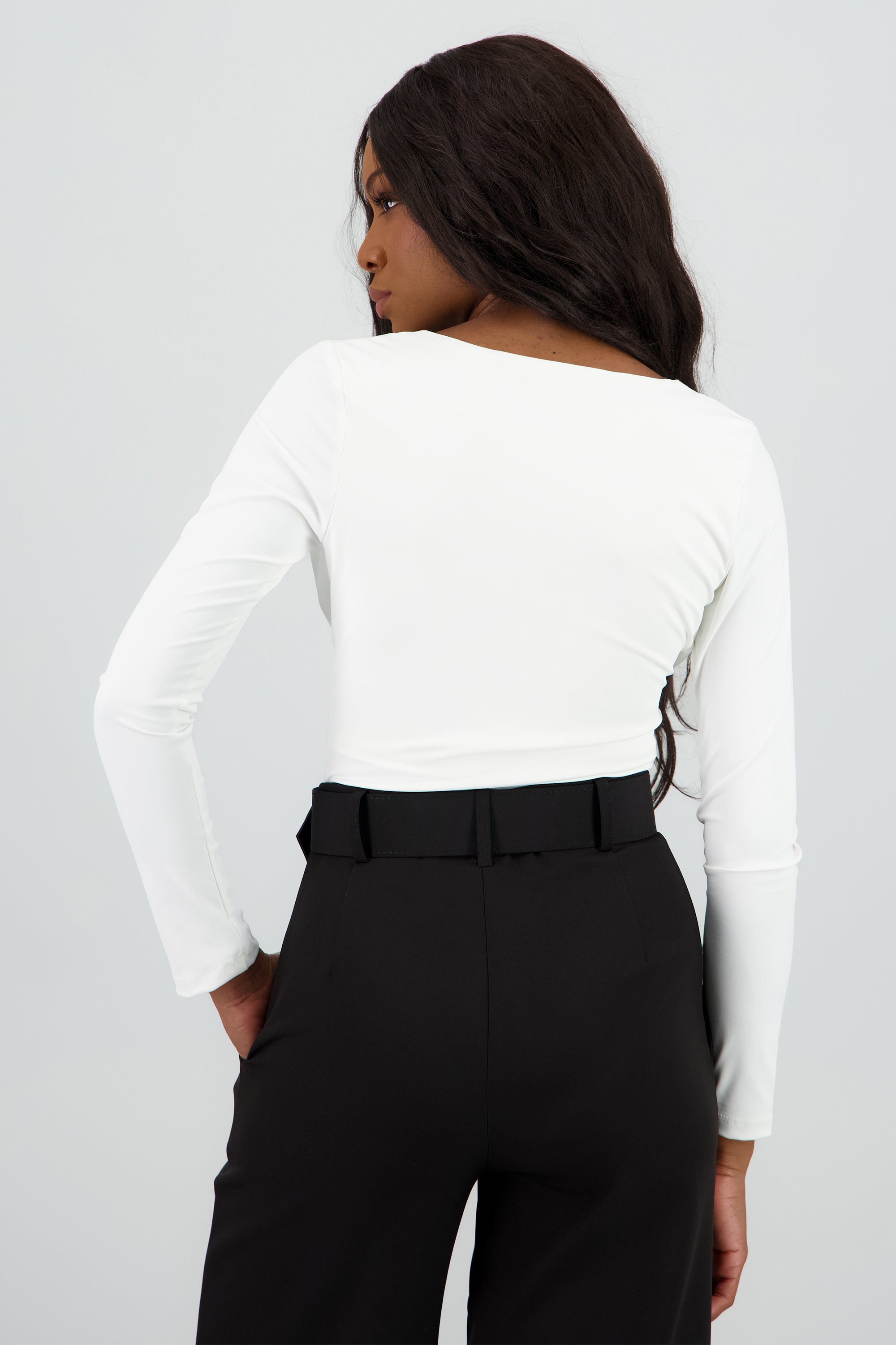 Body suit manga larga escote corazón BLANCO