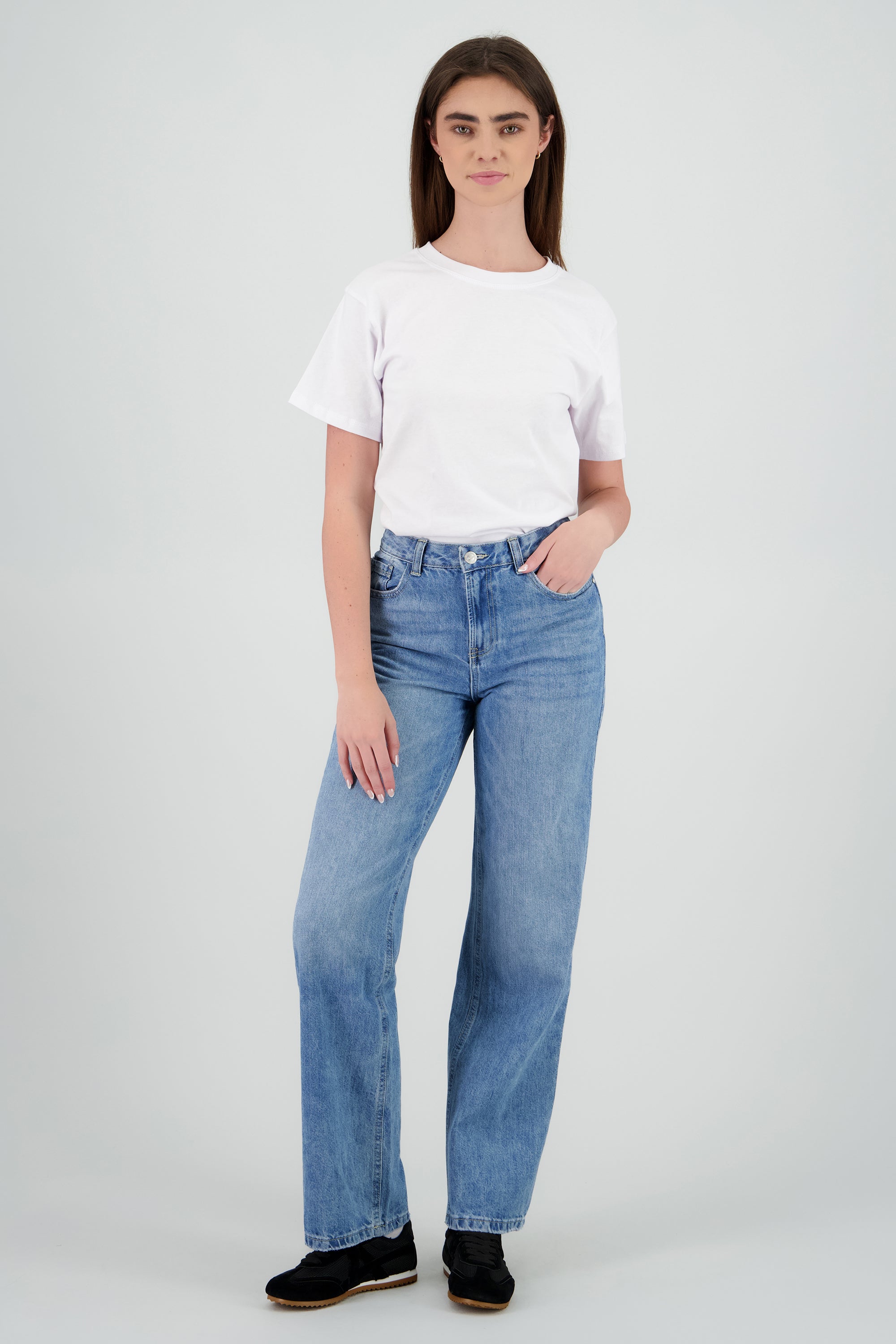 Jeans básicos straight wide MEDIUM WASH
