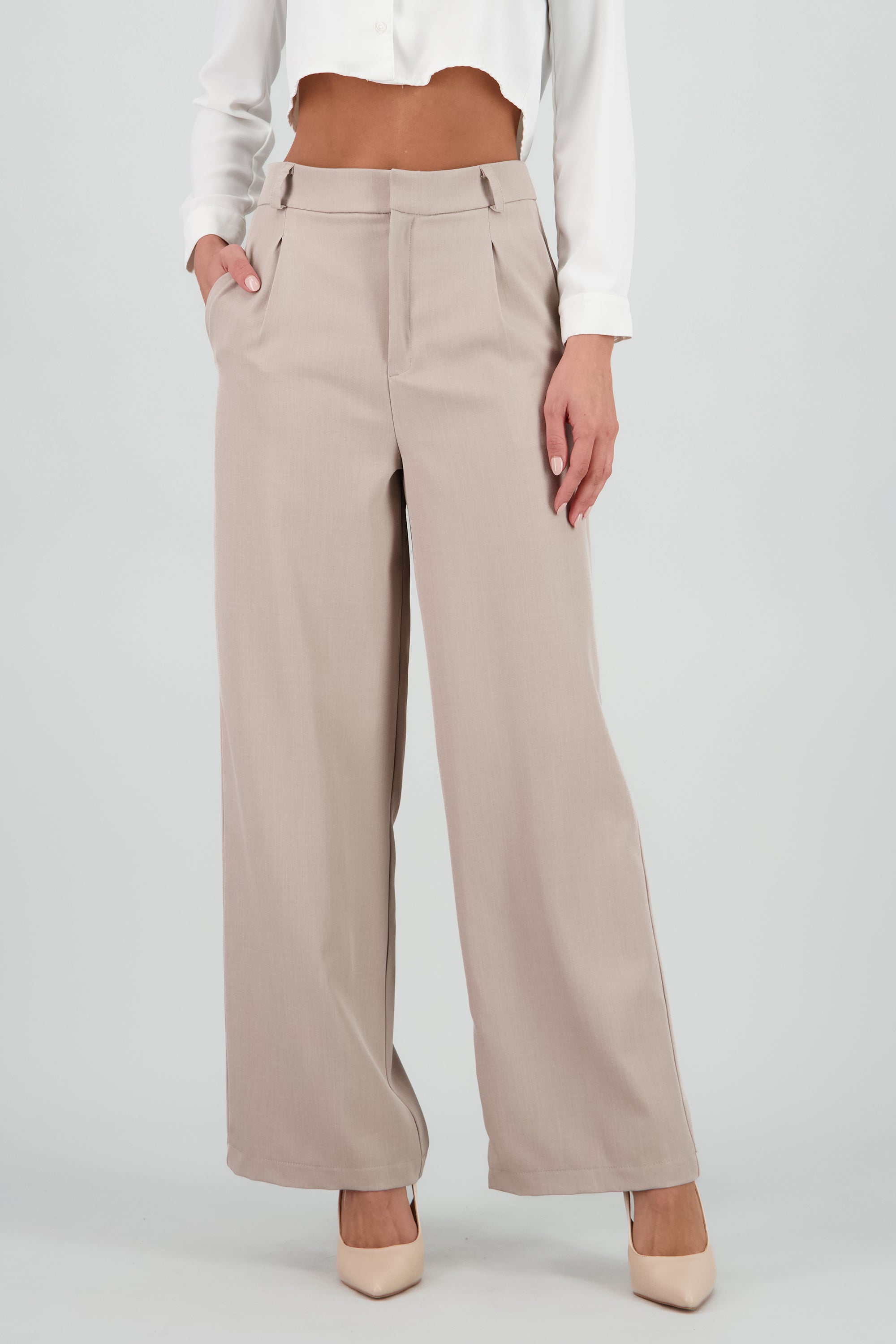 Pantalón sastreado pinzas TAUPE