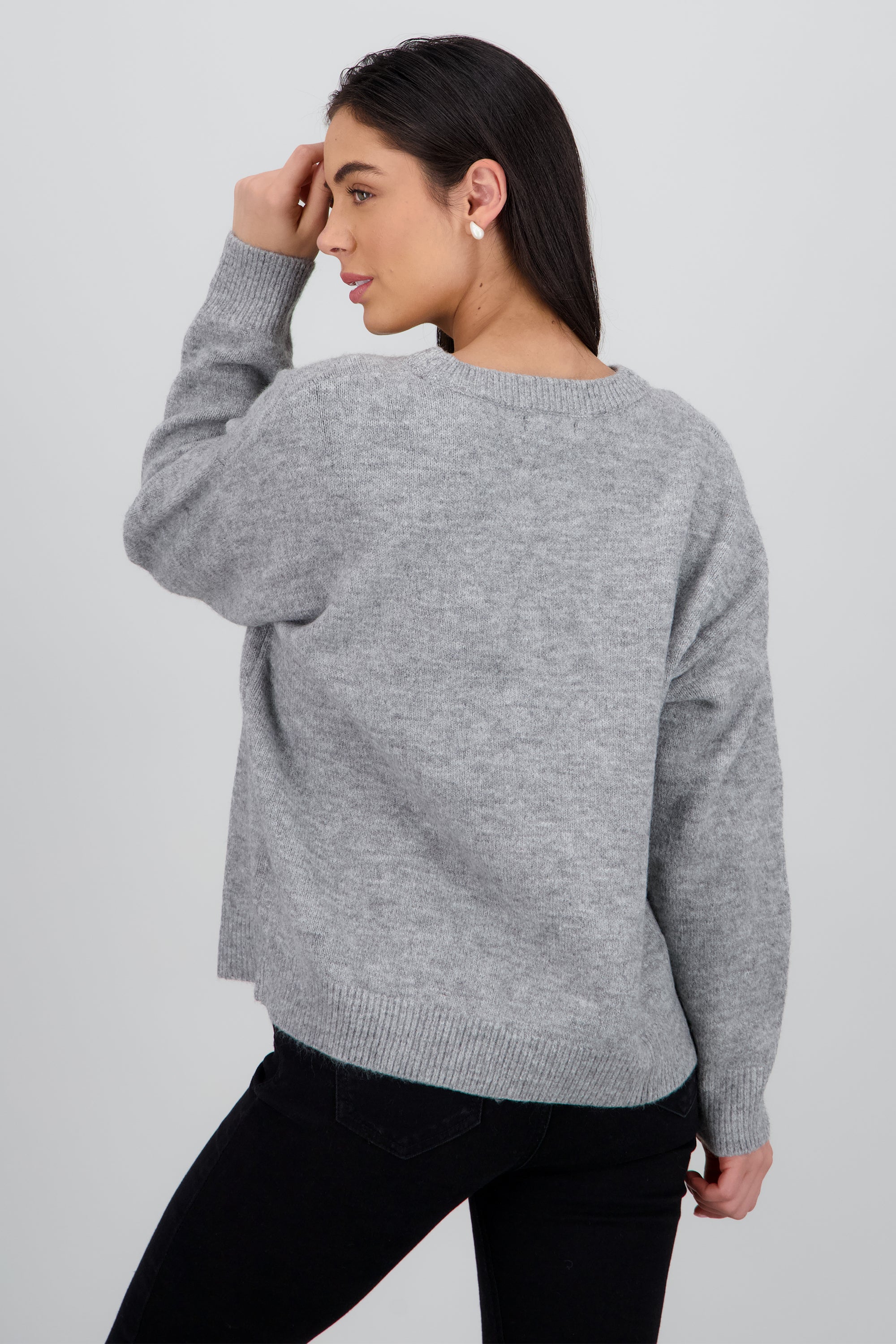 Sueter oso detalle moño GRIS