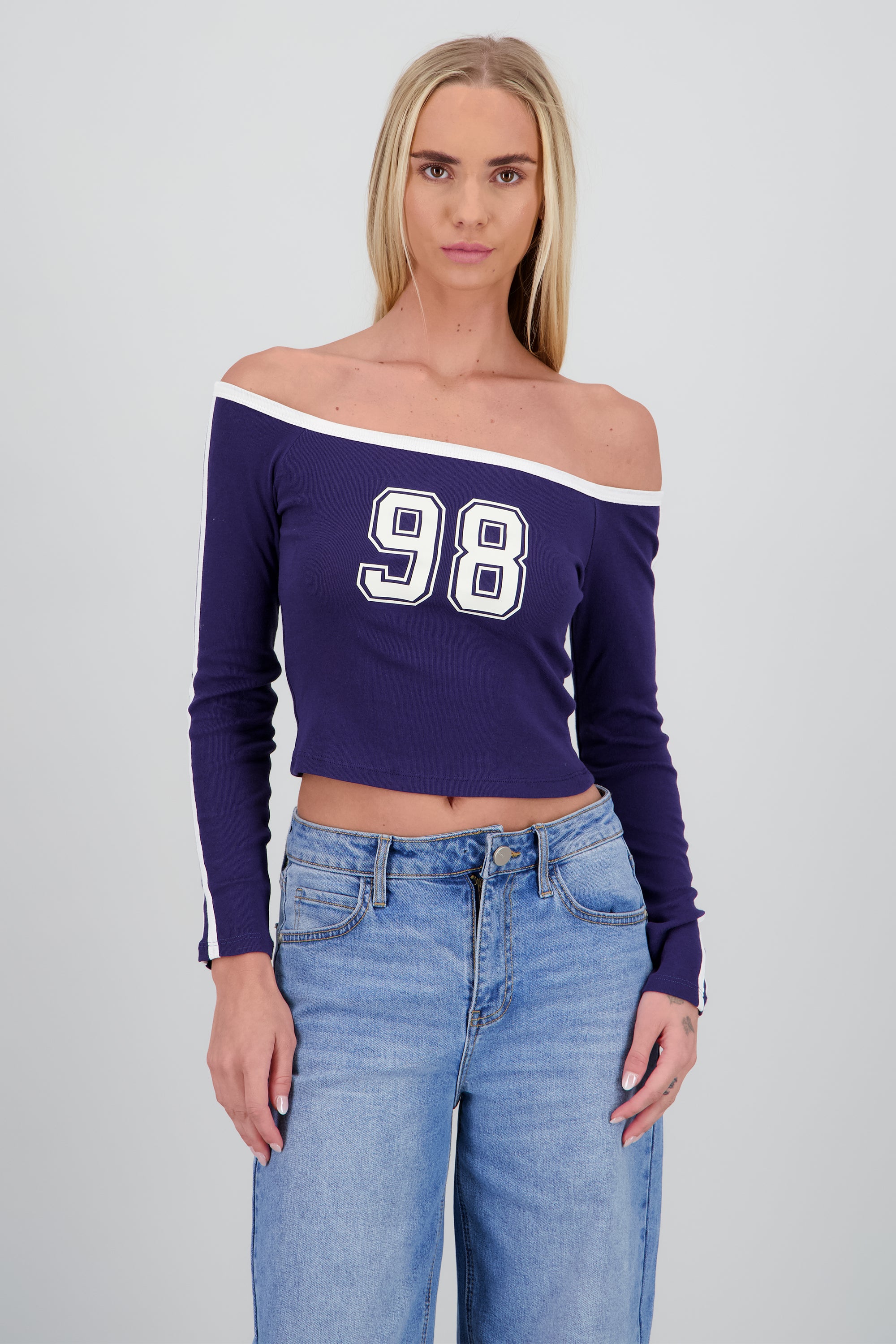Playera off shoulder numero MARINO COMBO
