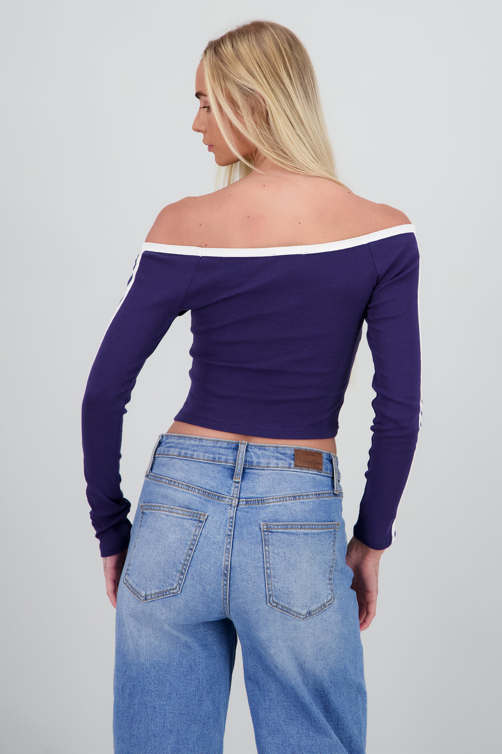 Playera off shoulder numero MARINO COMBO