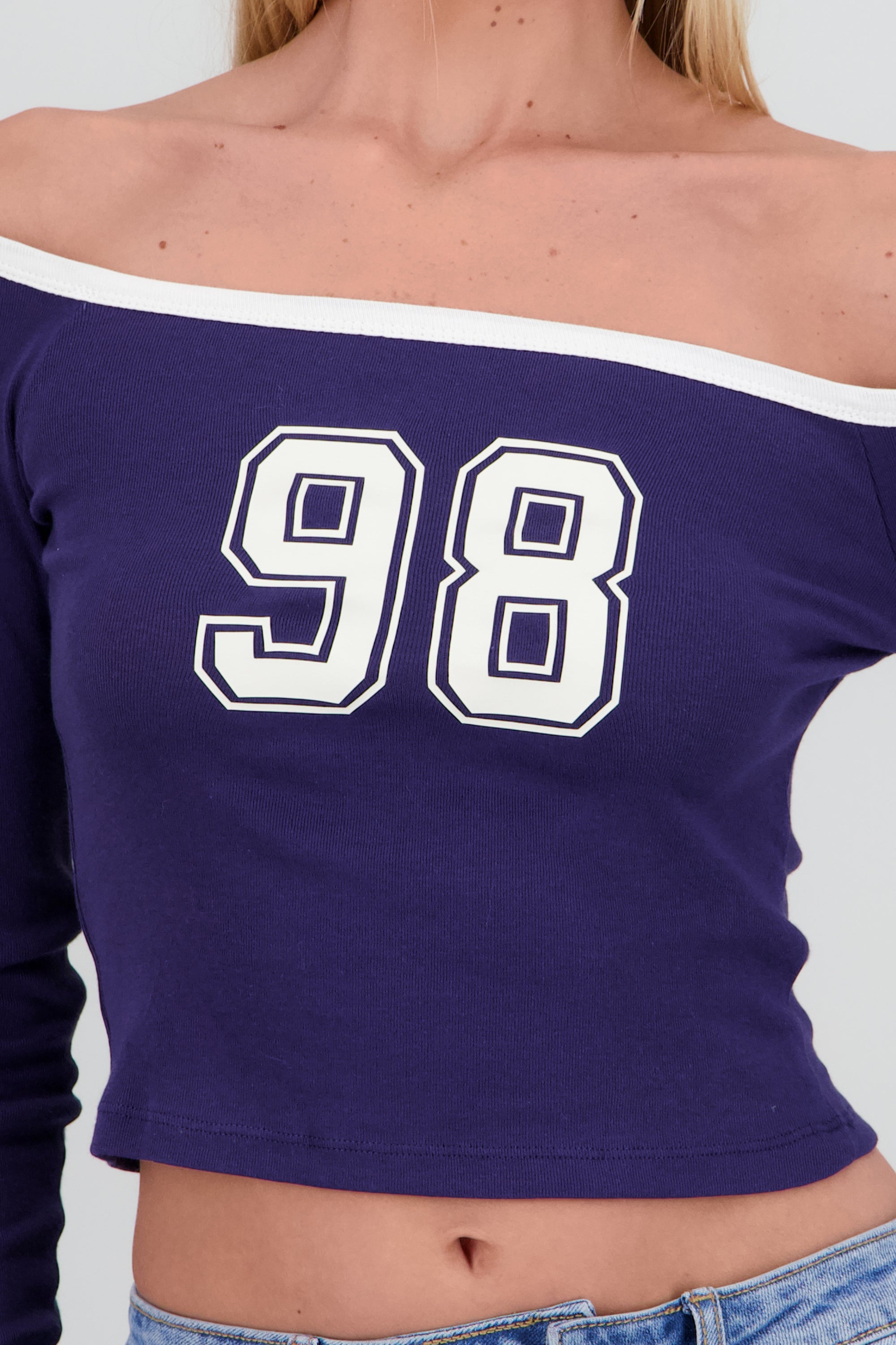 Playera off shoulder numero MARINO COMBO