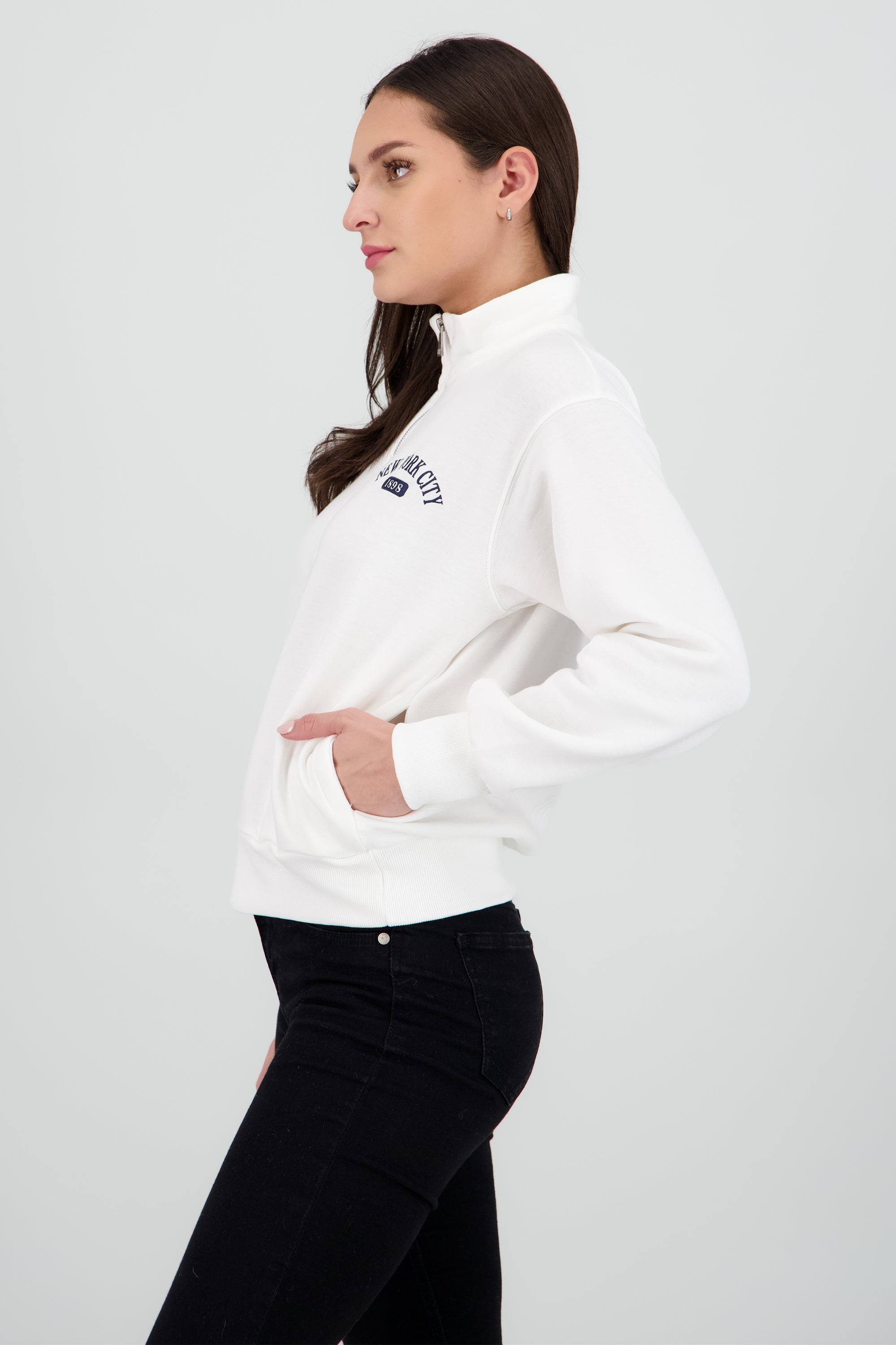 Sudadera New York City cierre BLANCO