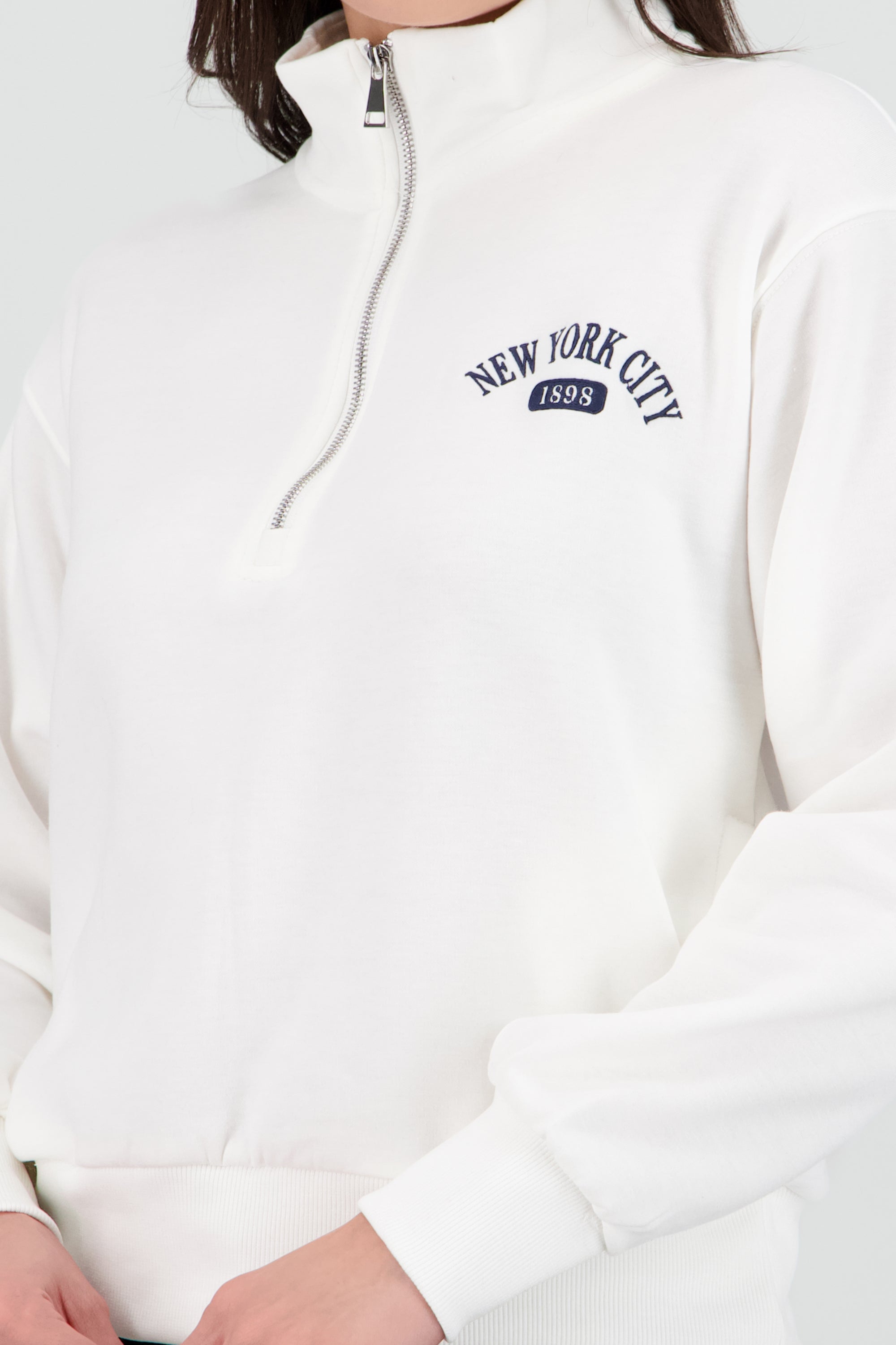 Sudadera New York City cierre BLANCO