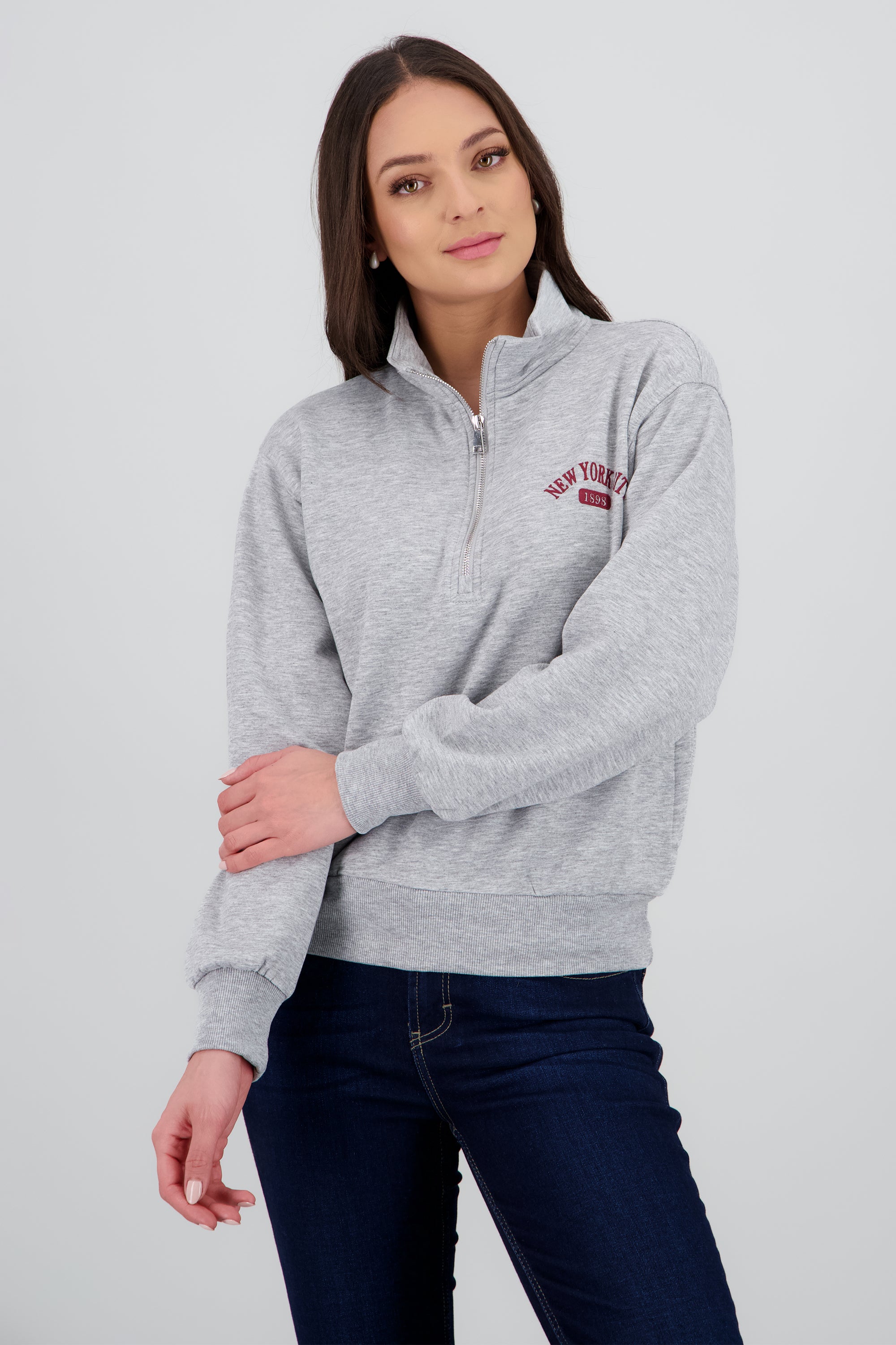 Sudadera New York City cierre GRIS