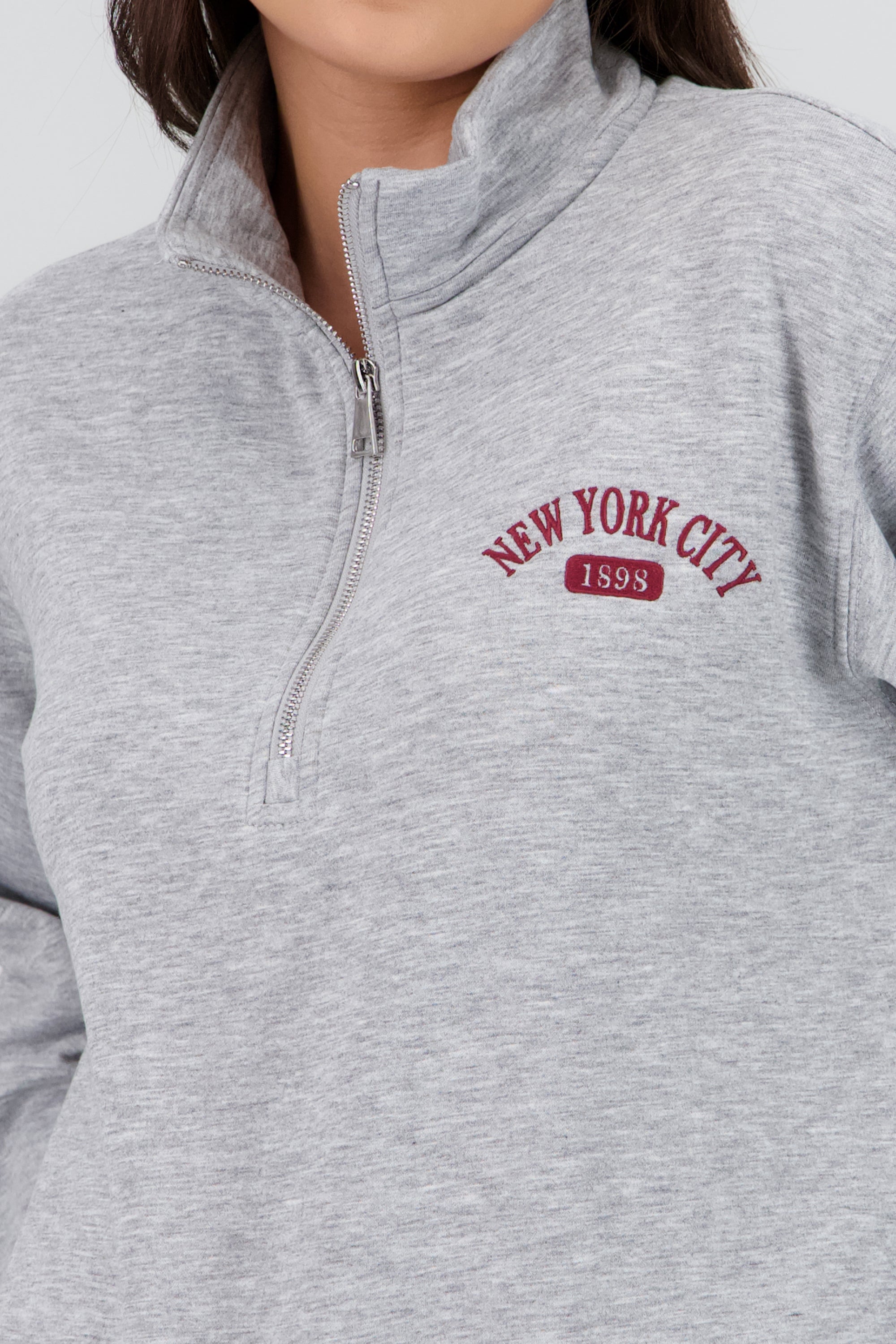 Sudadera New York City cierre GRIS