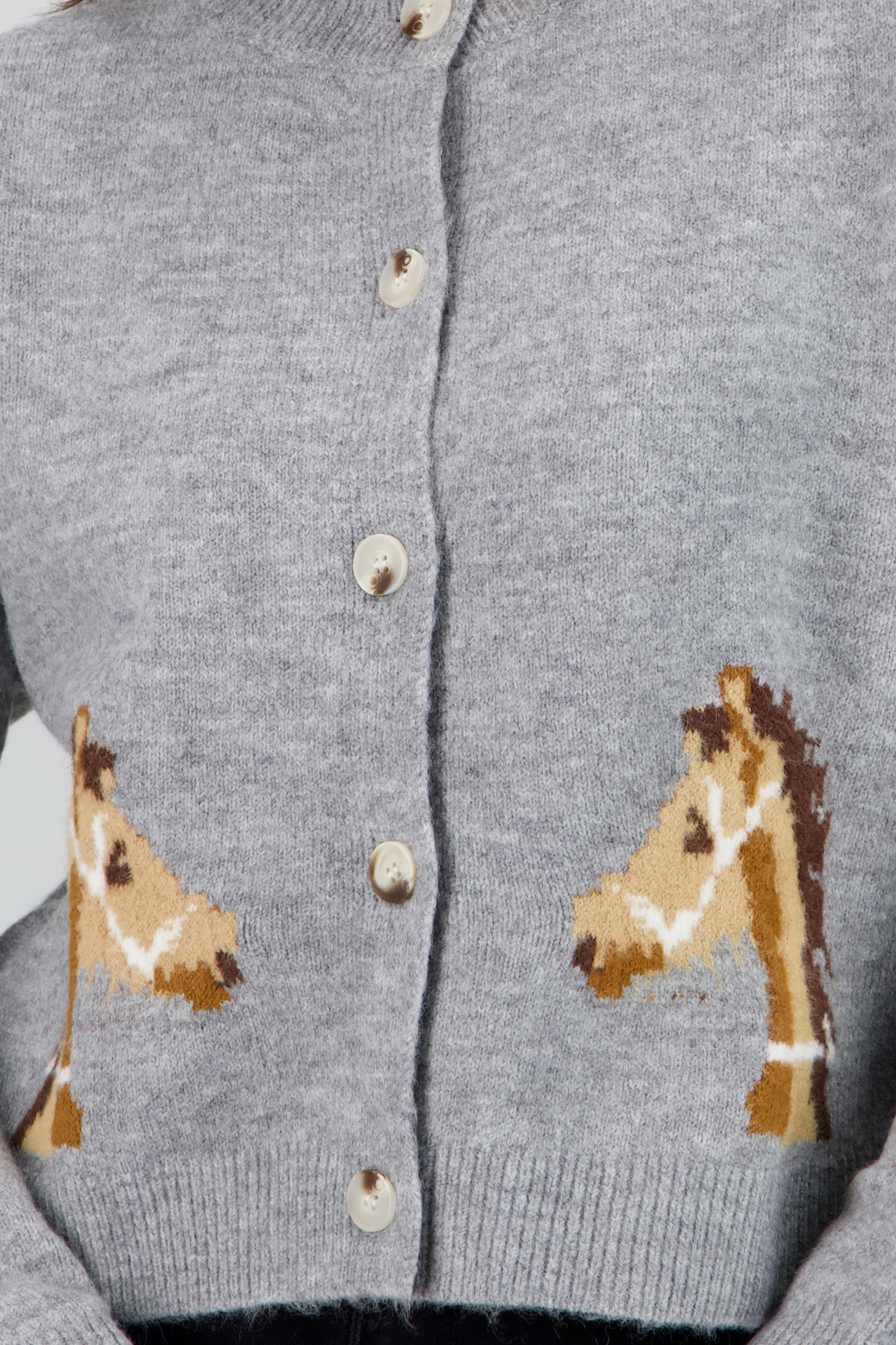 Cardigan tejido caballo GRIS COMBO