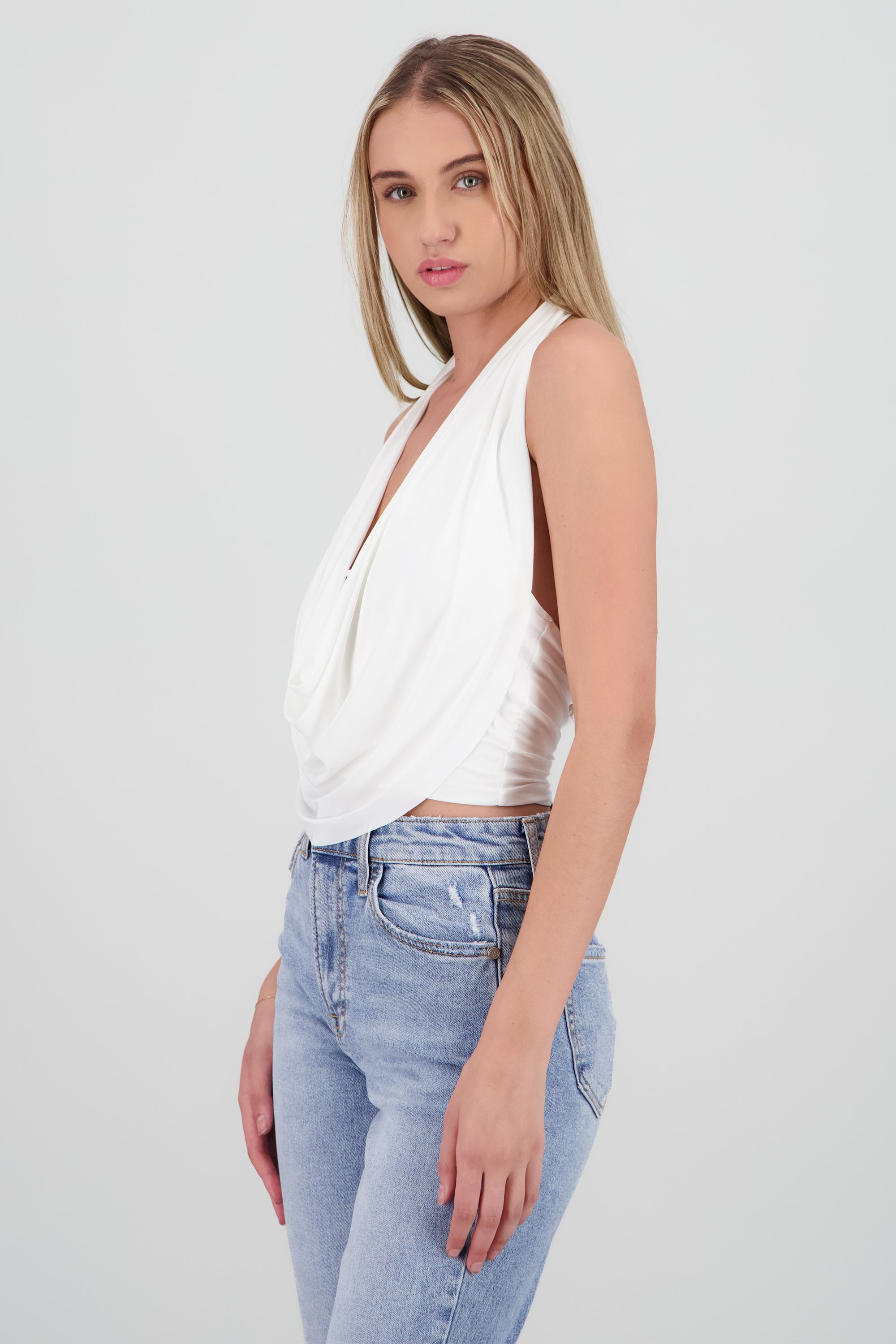 Top escote cascada BLANCO