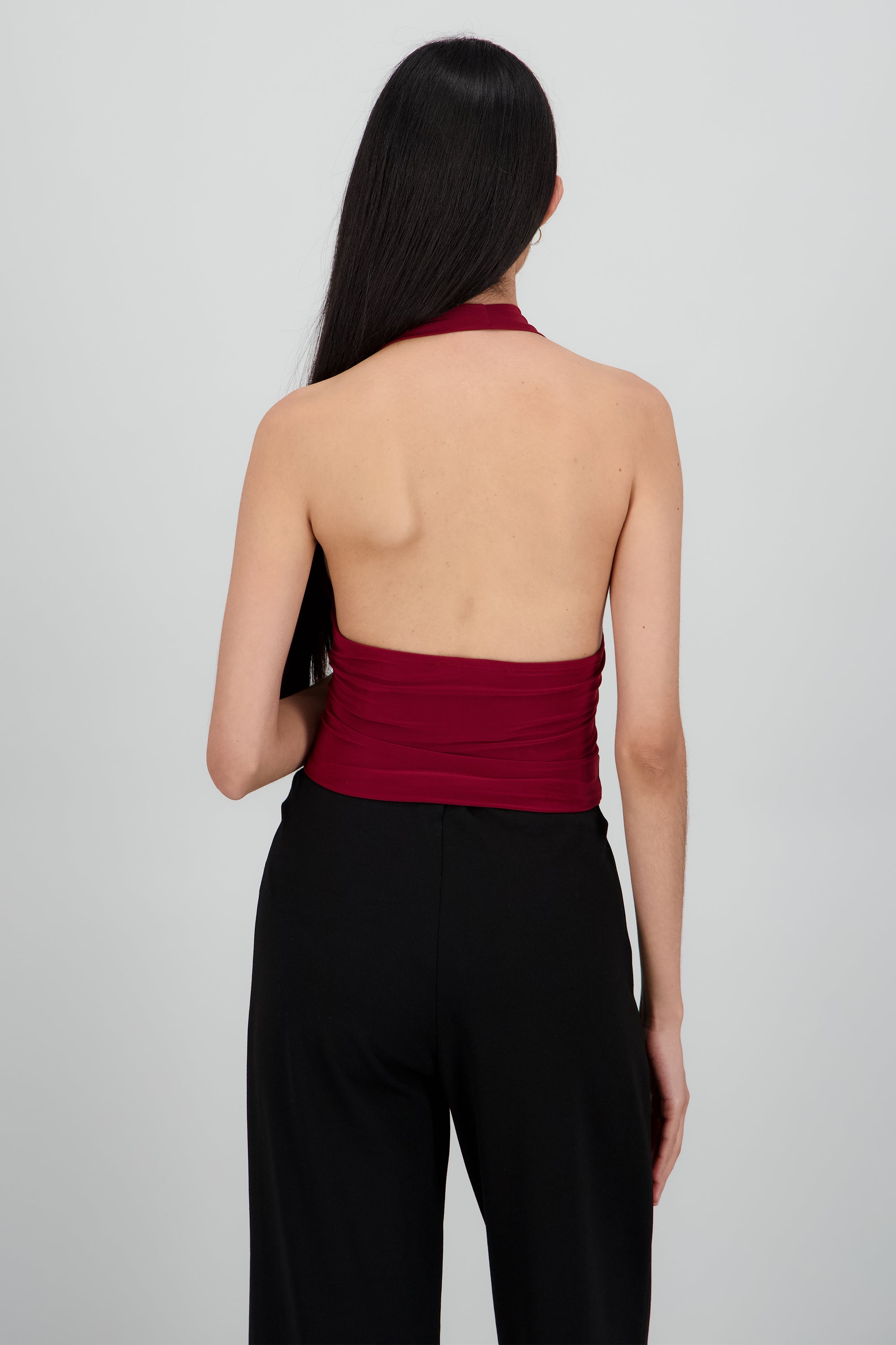 Top escote cascada CIRUELA