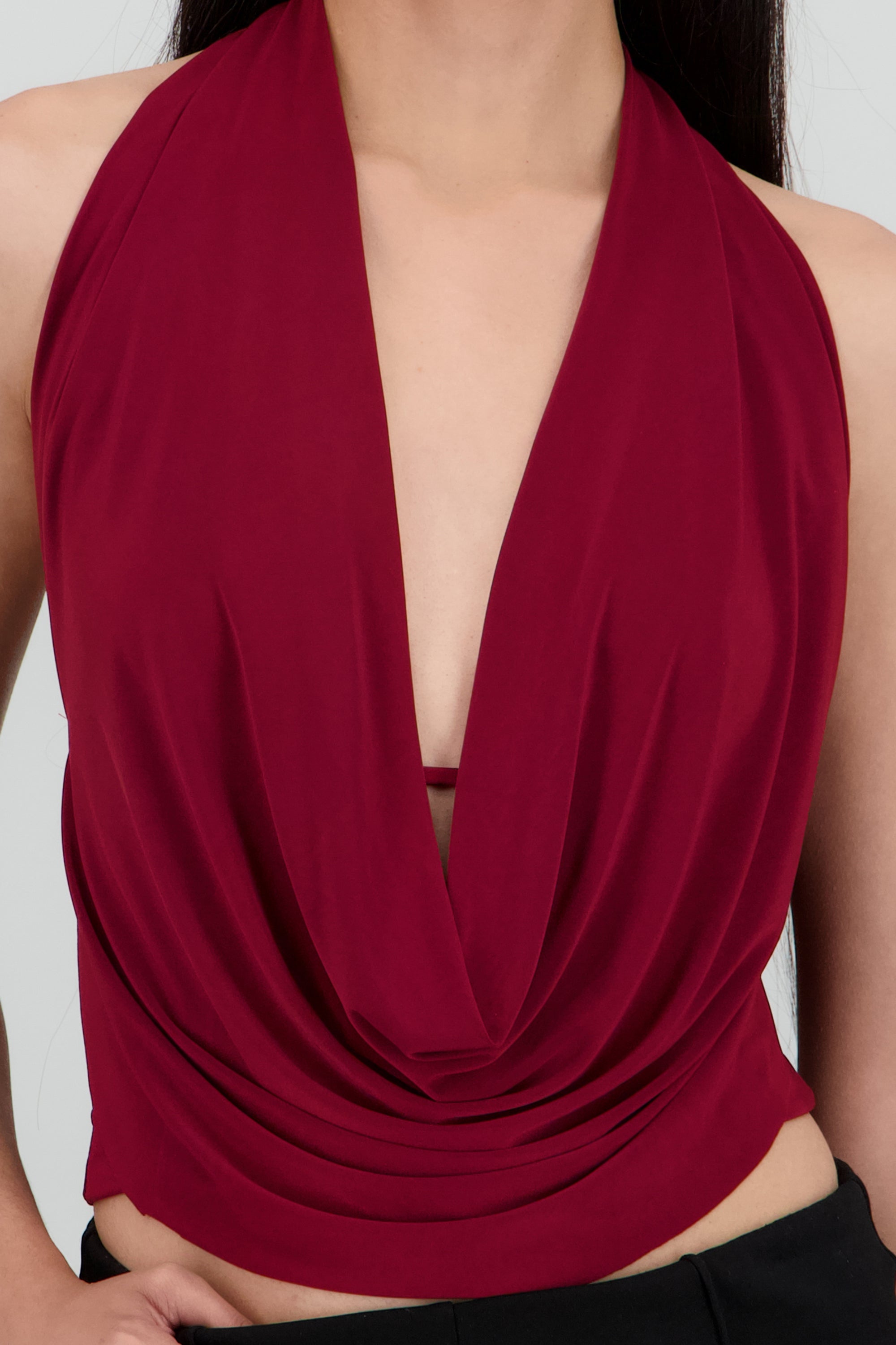 Top escote cascada CIRUELA