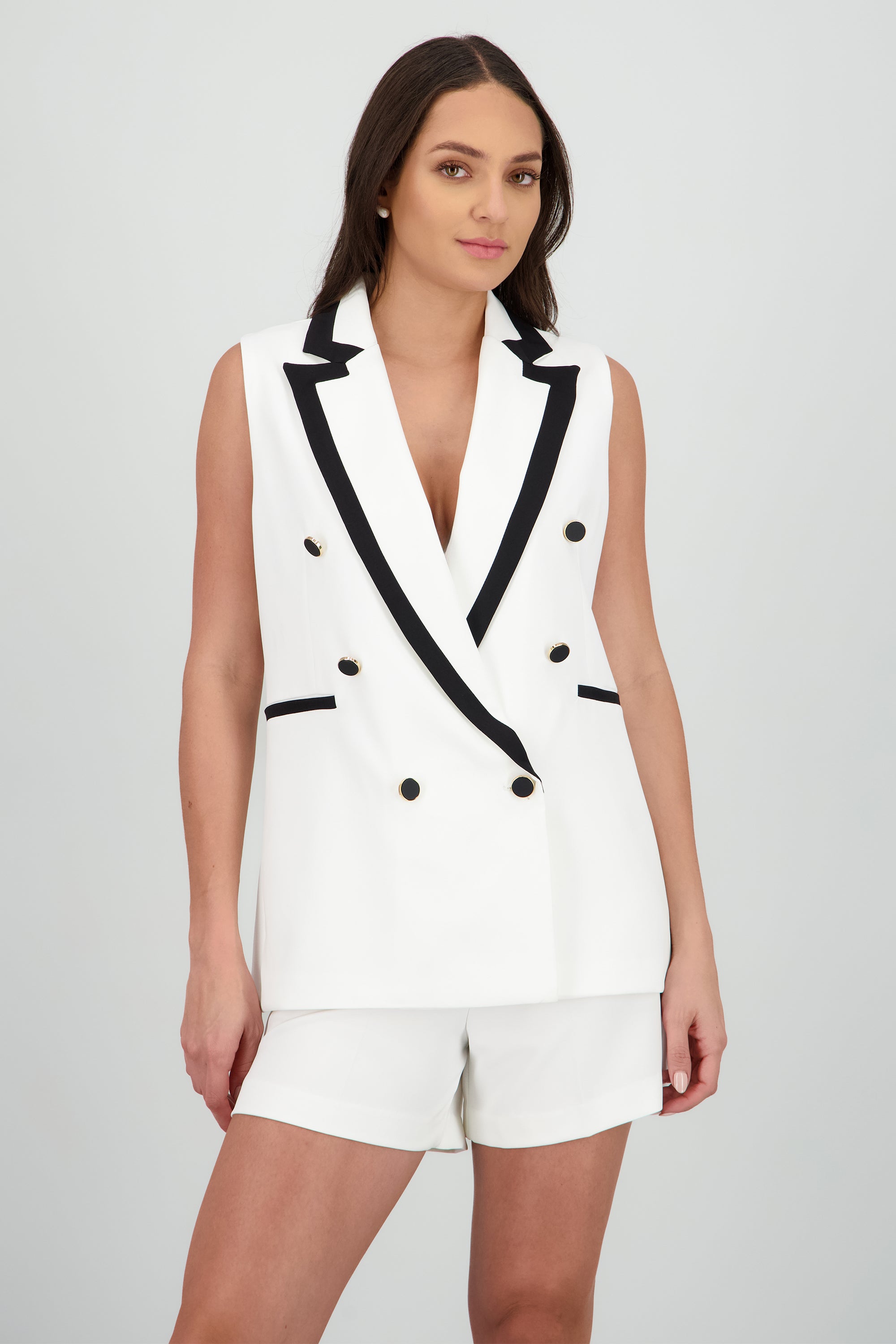 Chaleco oversized detalles en contraste BLANCO COMBO