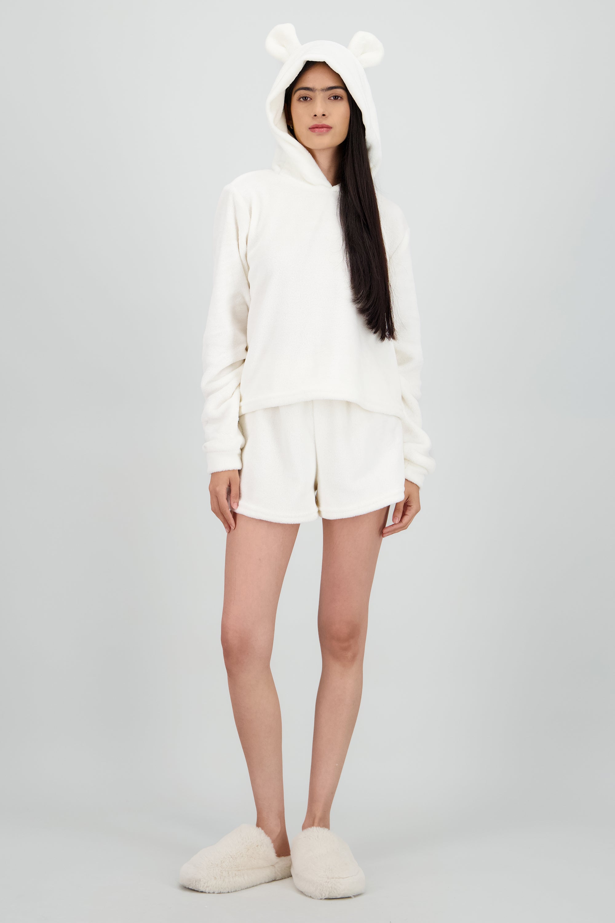 Pijama peluche orejitas HUESO