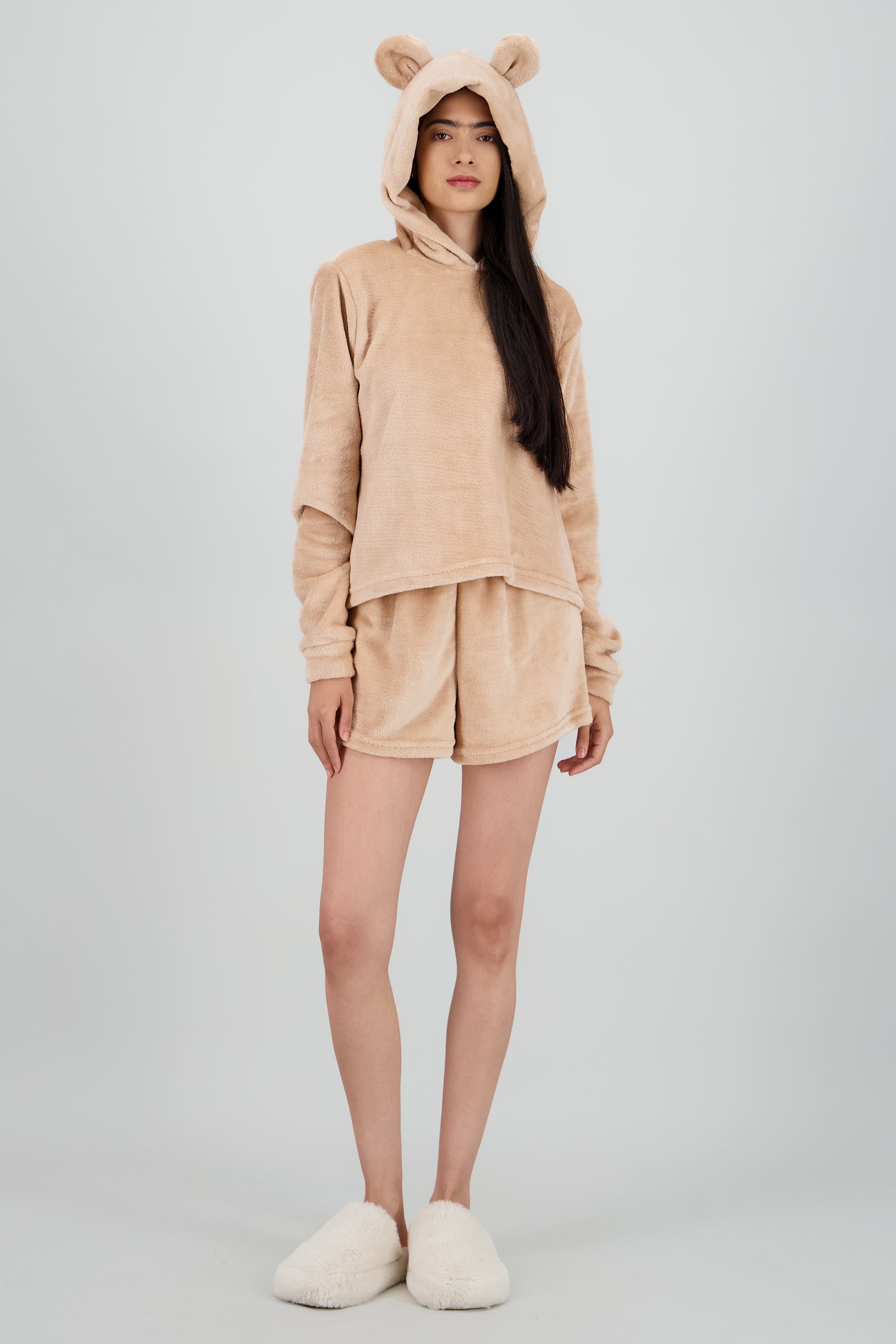 Pijama peluche orejitas CAFE